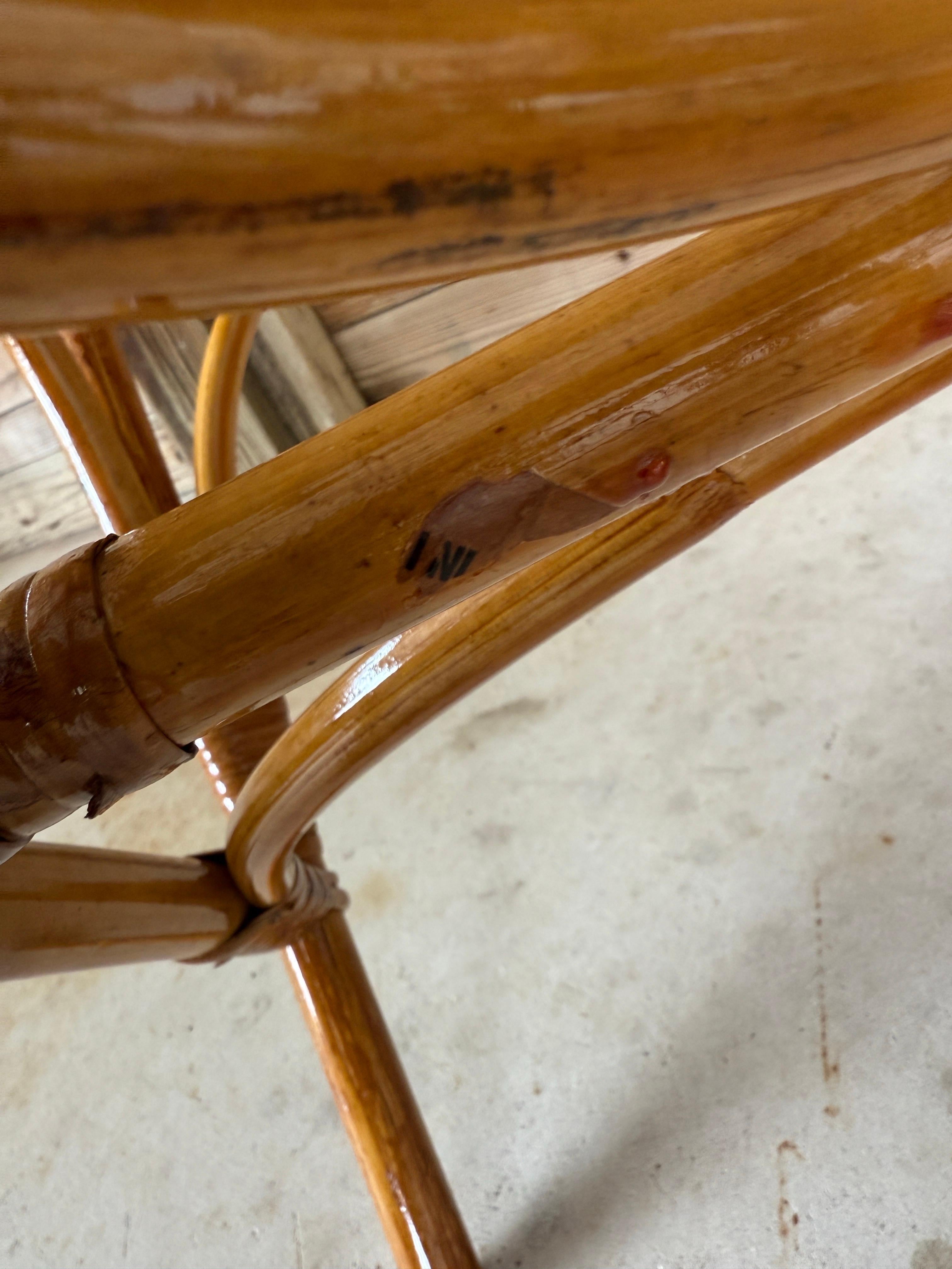 Set of Six Mid-20th Century Restored Italian Rattan Chippendale Dining Chairs en venta 4