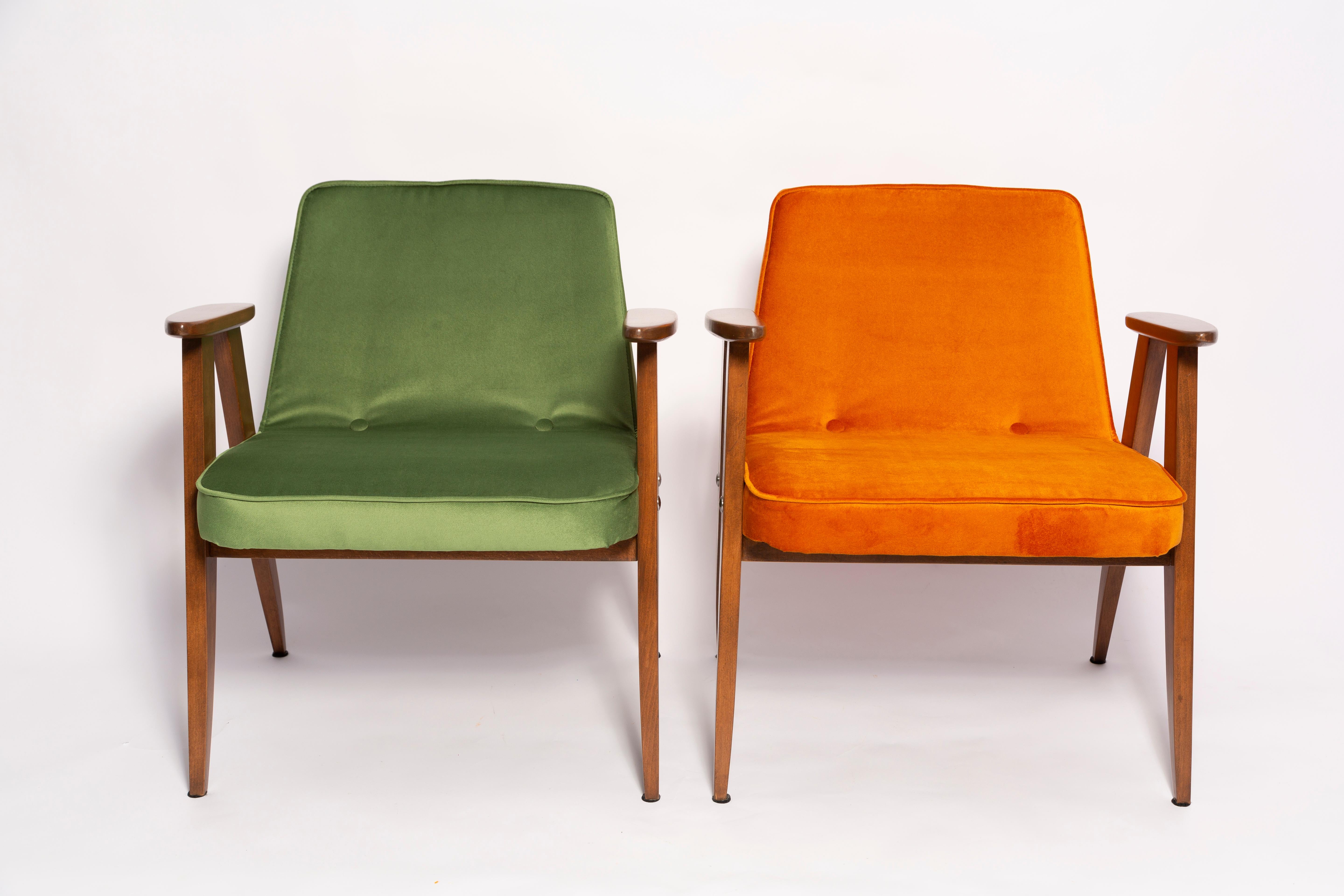 Set of Six Mid Century 366 Armchairs, Velvet, Jozef Chierowski, Europe 1960 For Sale 4