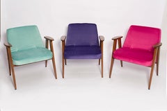 Ensemble de six fauteuils Mid Century 366, velours, Jozef Chierowski, Europe 1960