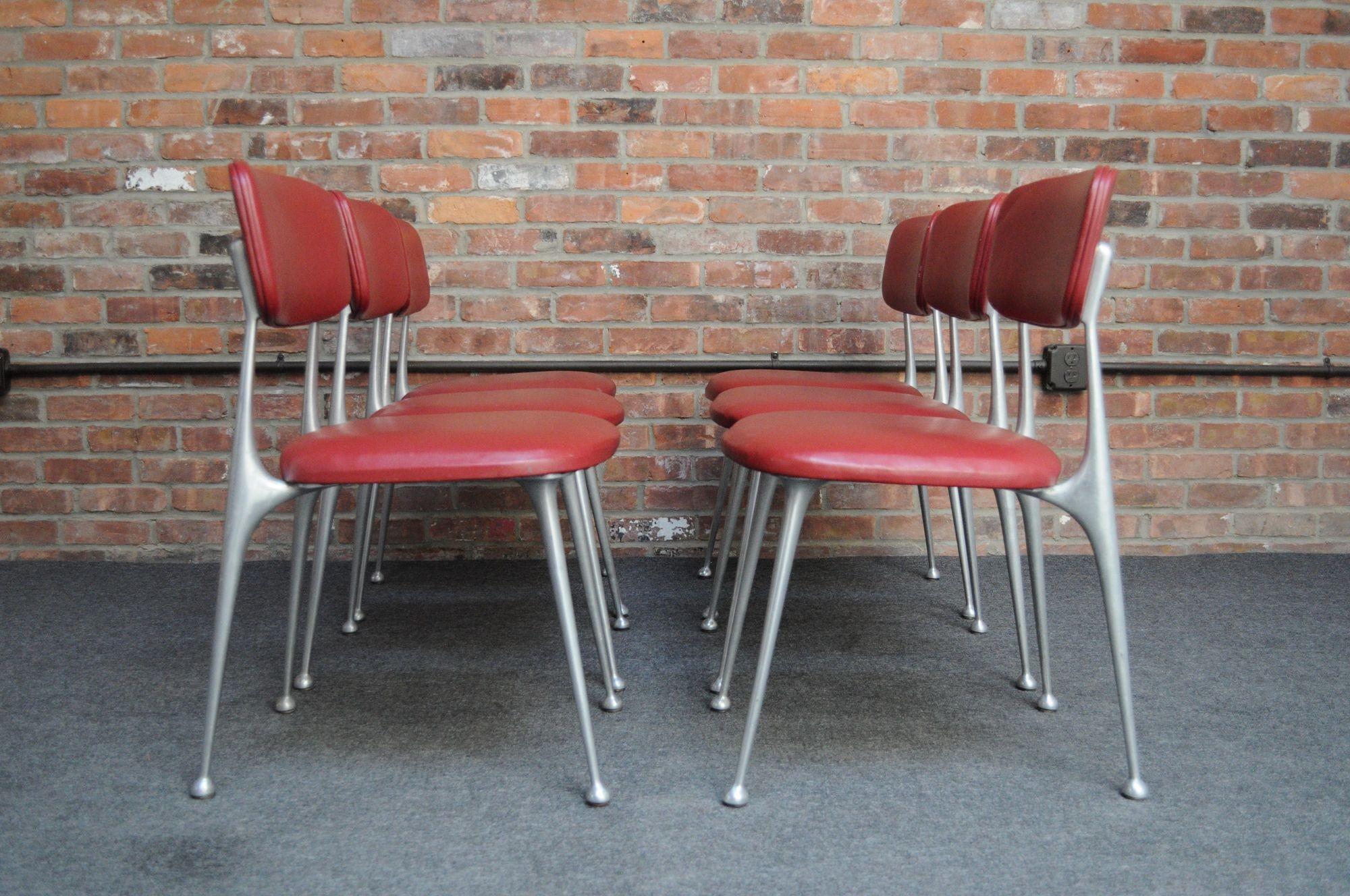 Mid-Century Modern Set of Six Mid-Century Aluminum 