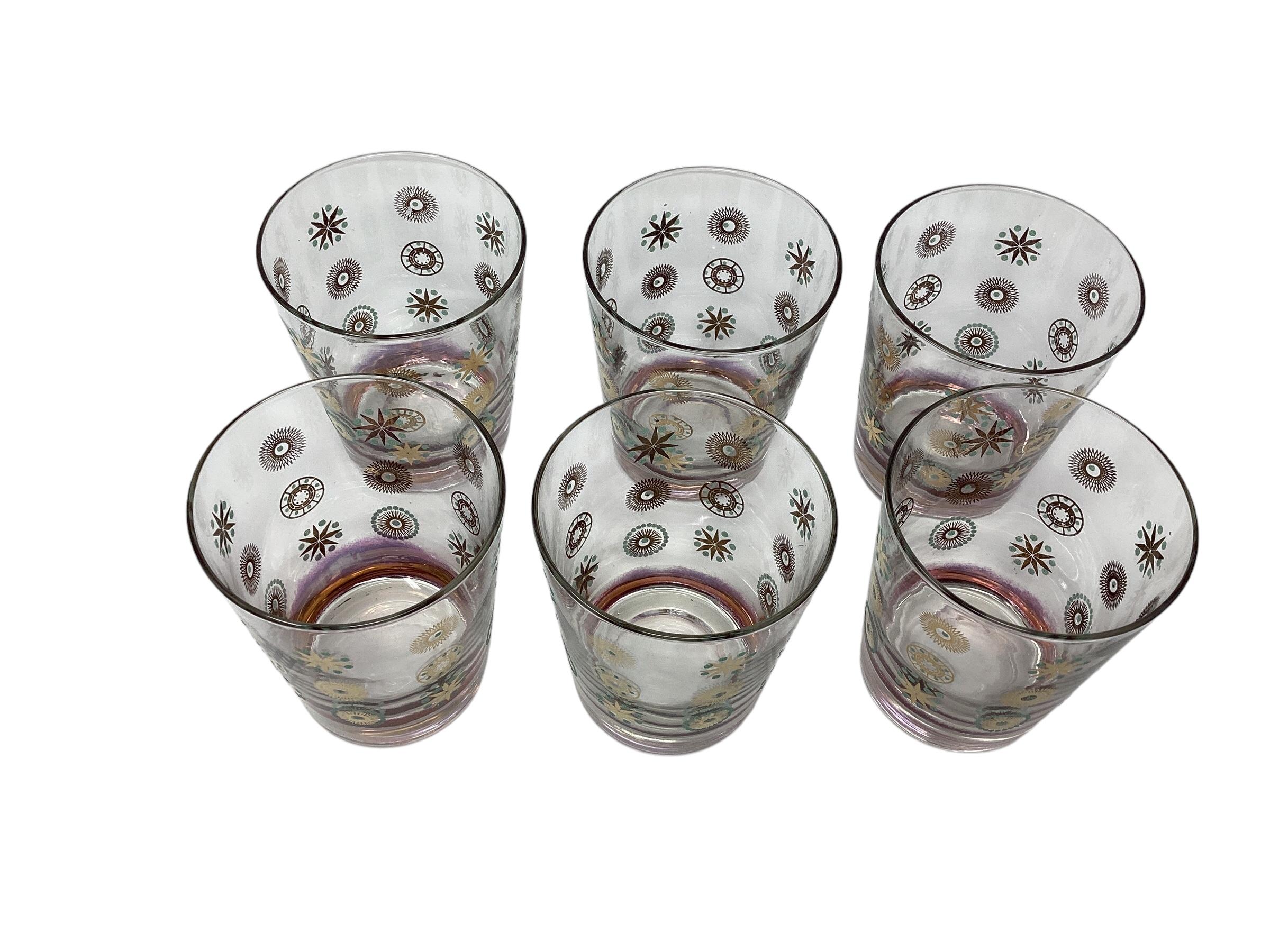 Juego de seis vasos Mid Century Atomic Double Old Fashioned en Bueno estado para la venta en Chapel Hill, NC