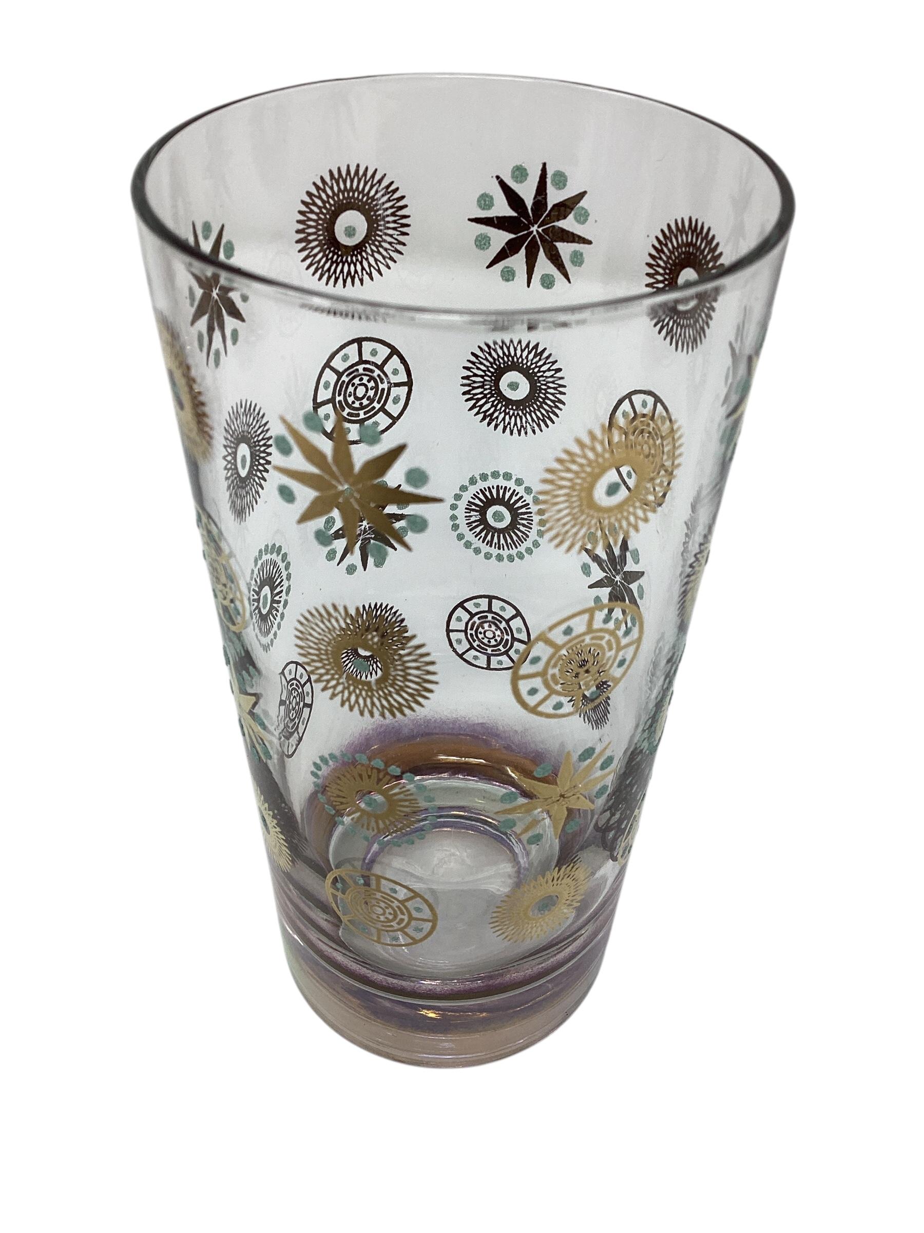 Juego de seis vasos Mid Century Atomic Double Old Fashioned Oro en venta