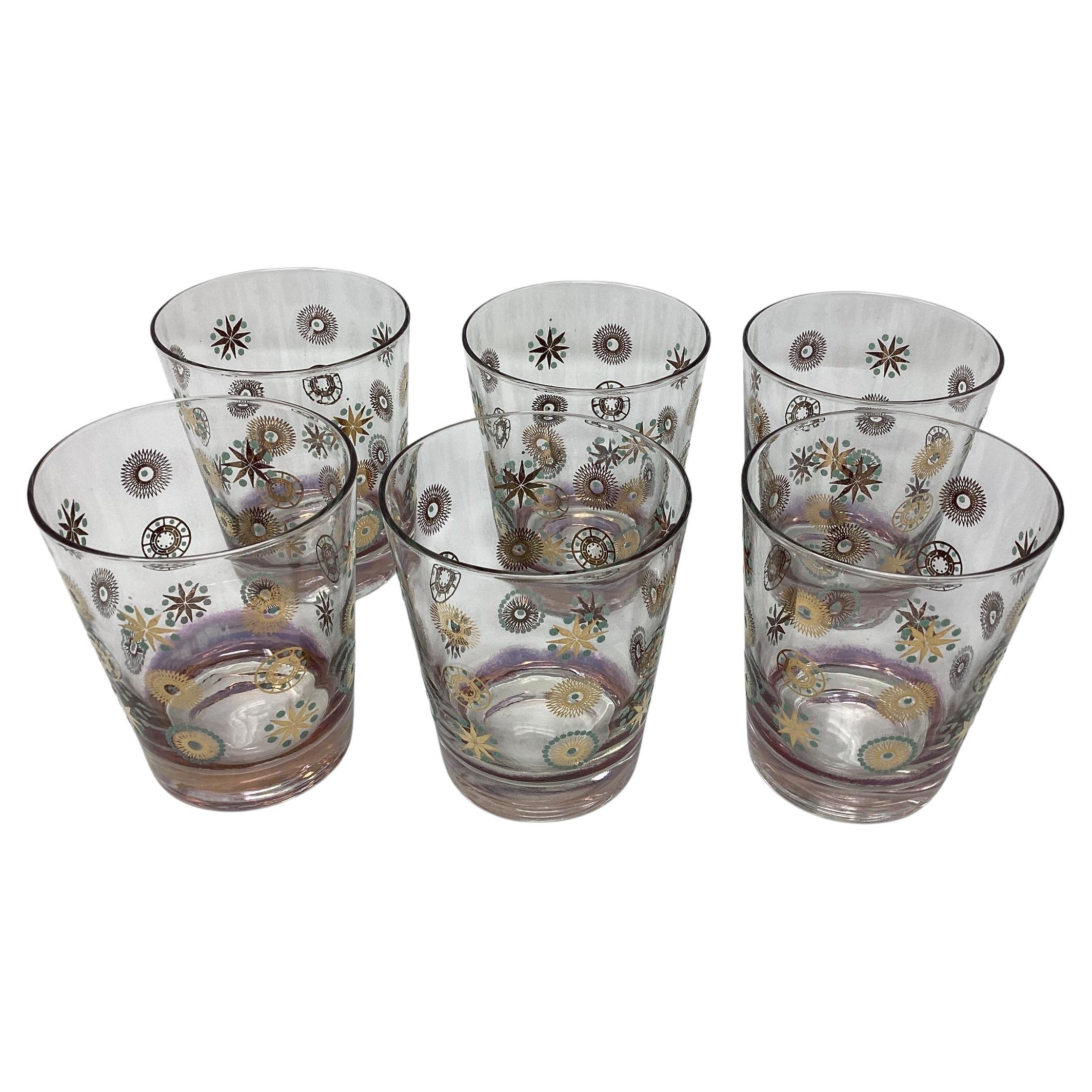 Set di sei bicchieri Atomic Double Old Fashioned della metà del secolo scorso