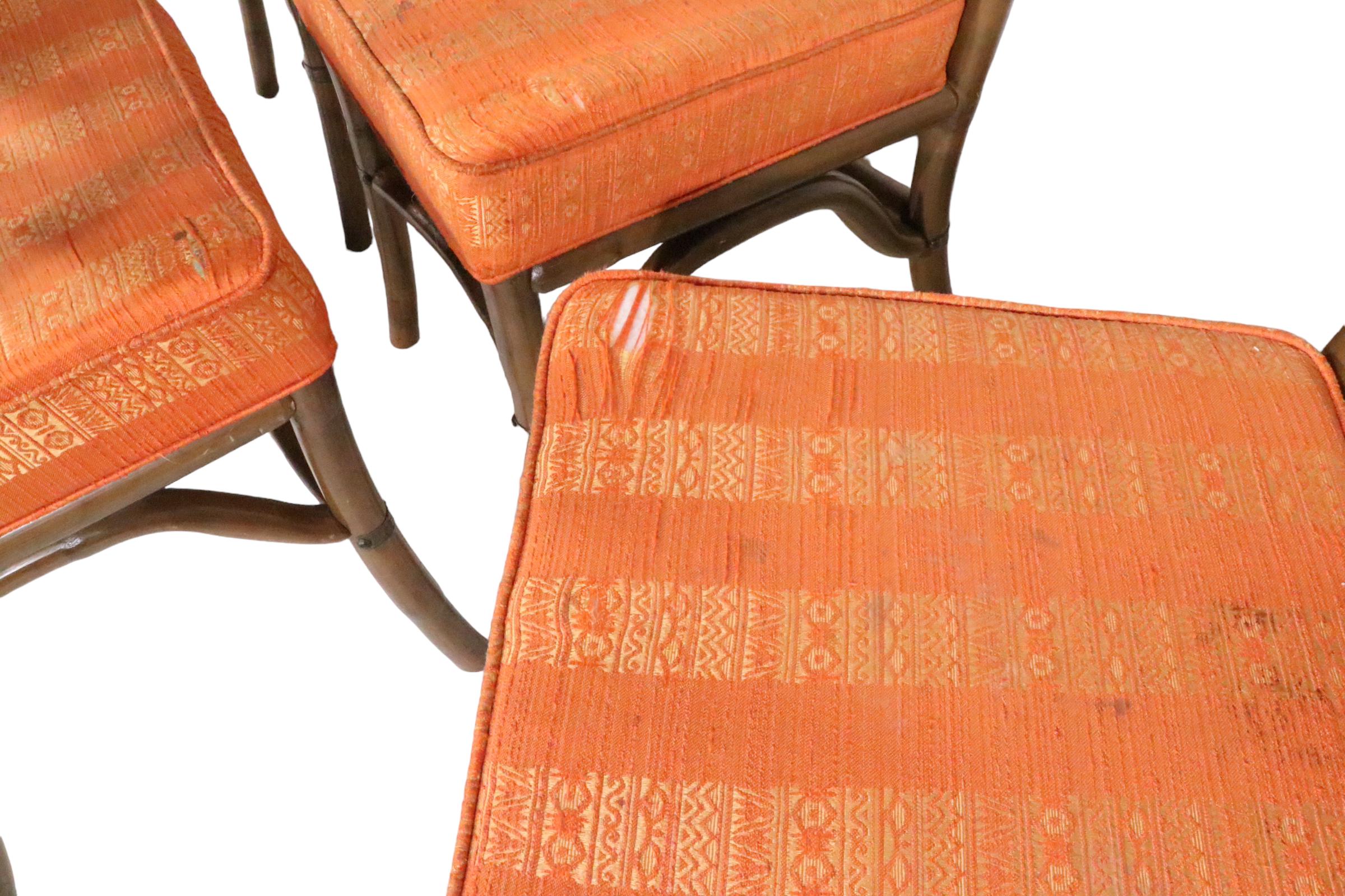 Set of Six Mid Century Bamboo Dining Chairs by Herbert Ritts c 1950/1960's en vente 3
