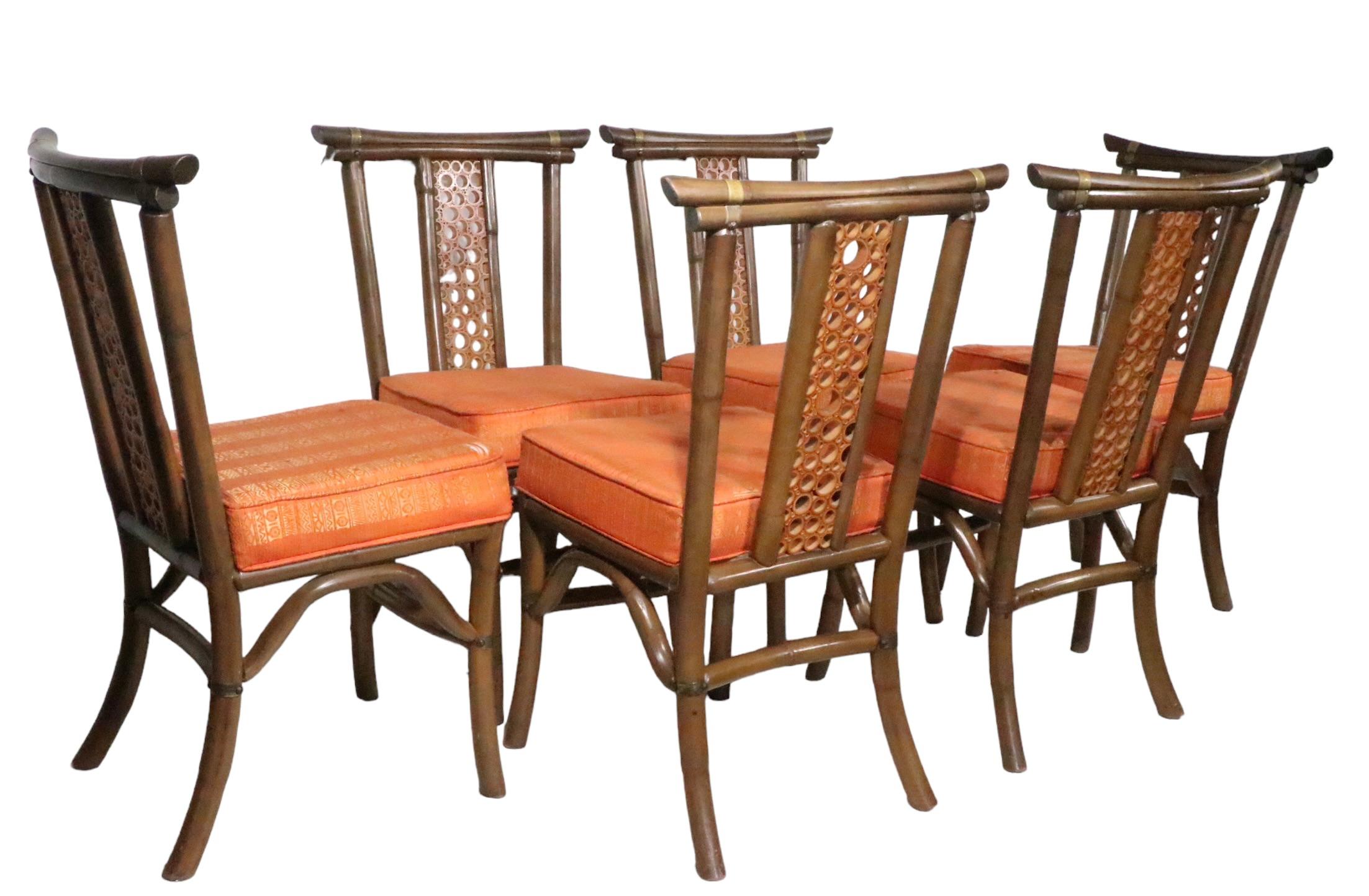 Set of Six Mid Century Bamboo Dining Chairs by Herbert Ritts c 1950/1960's en vente 4