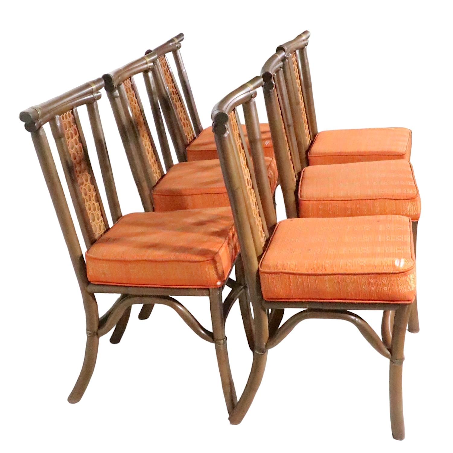 Set of Six Mid Century Bamboo Dining Chairs by Herbert Ritts c 1950/1960's en vente 8