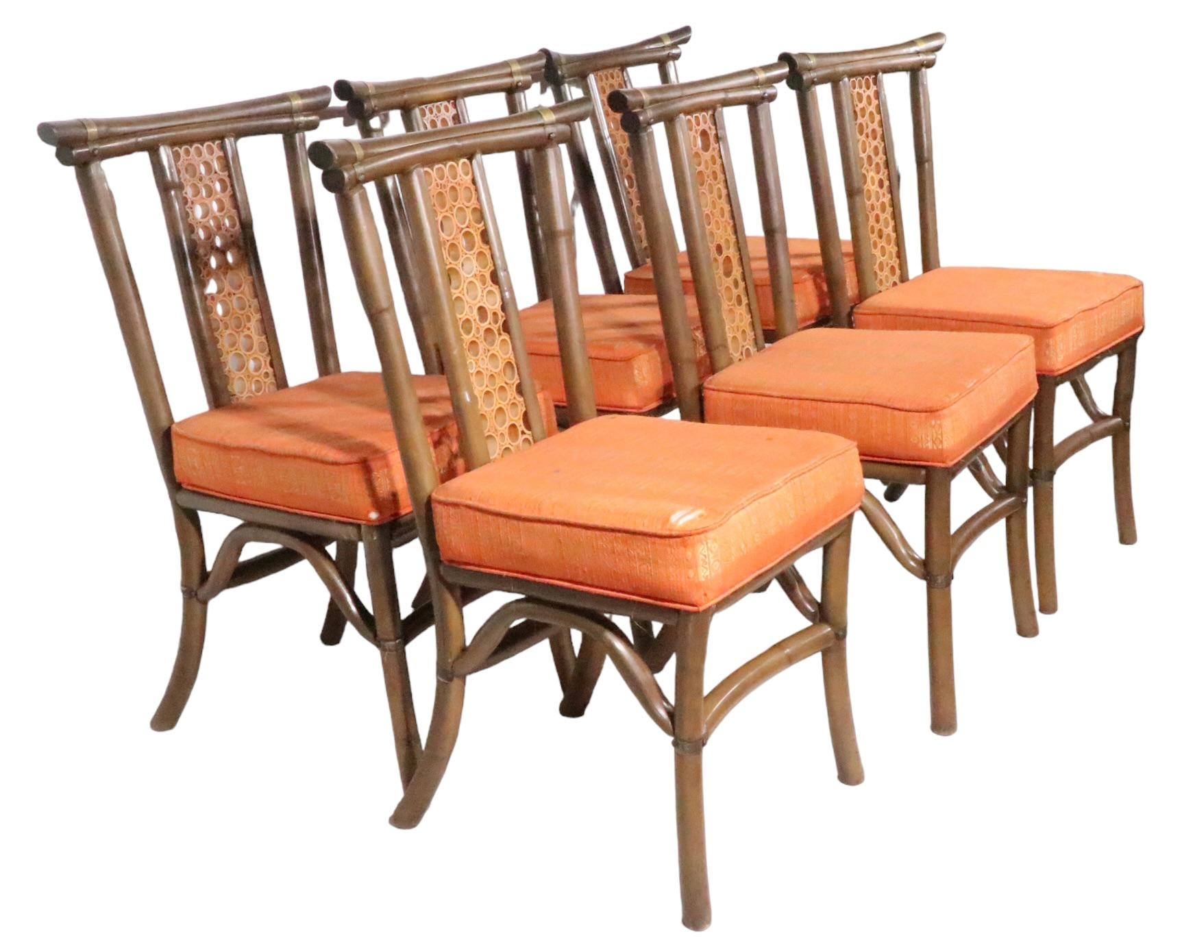 Set of Six Mid Century Bamboo Dining Chairs by Herbert Ritts c 1950/1960's en vente 9