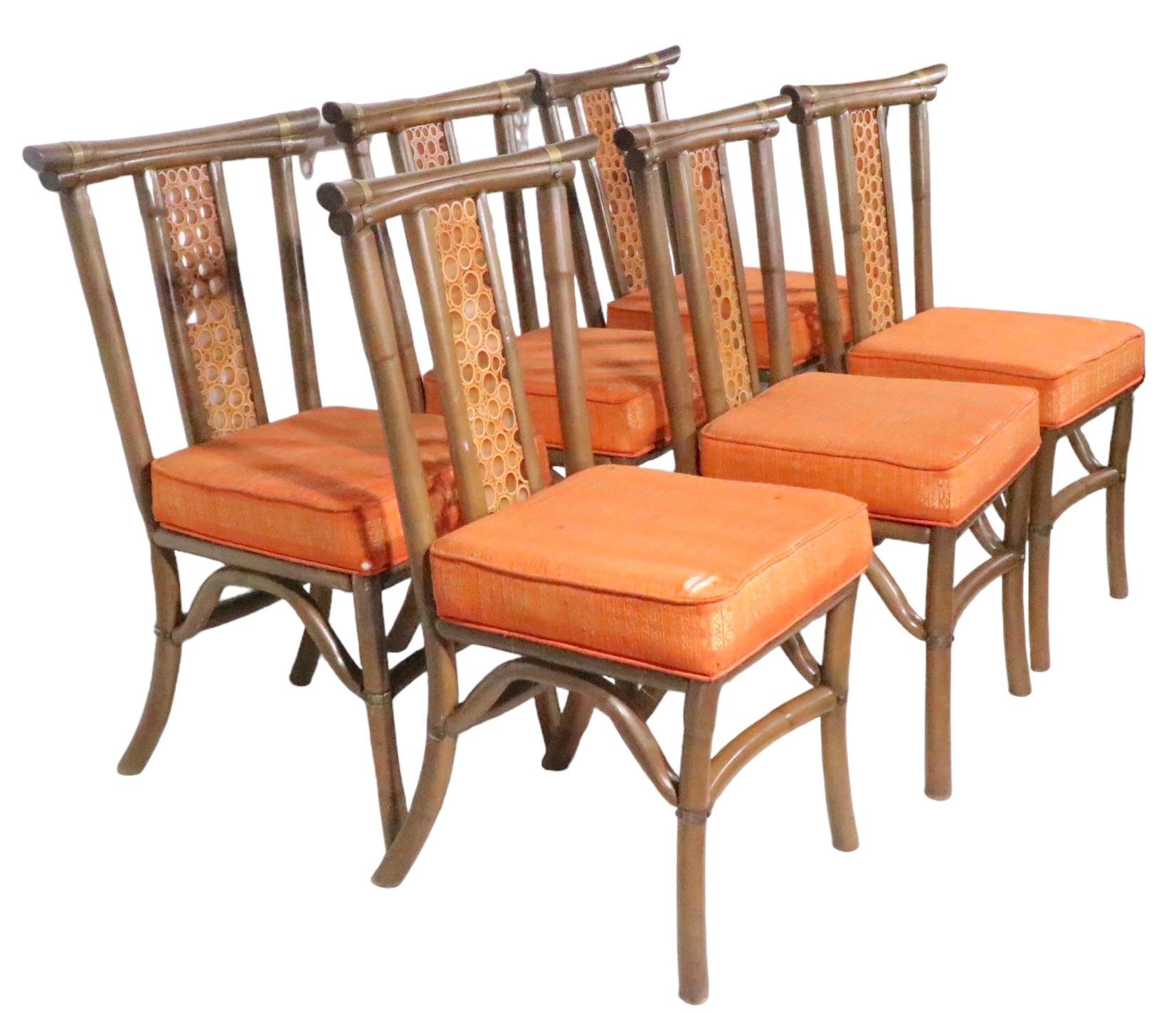 Set of Six Mid Century Bamboo Dining Chairs by Herbert Ritts c 1950/1960's en vente 10