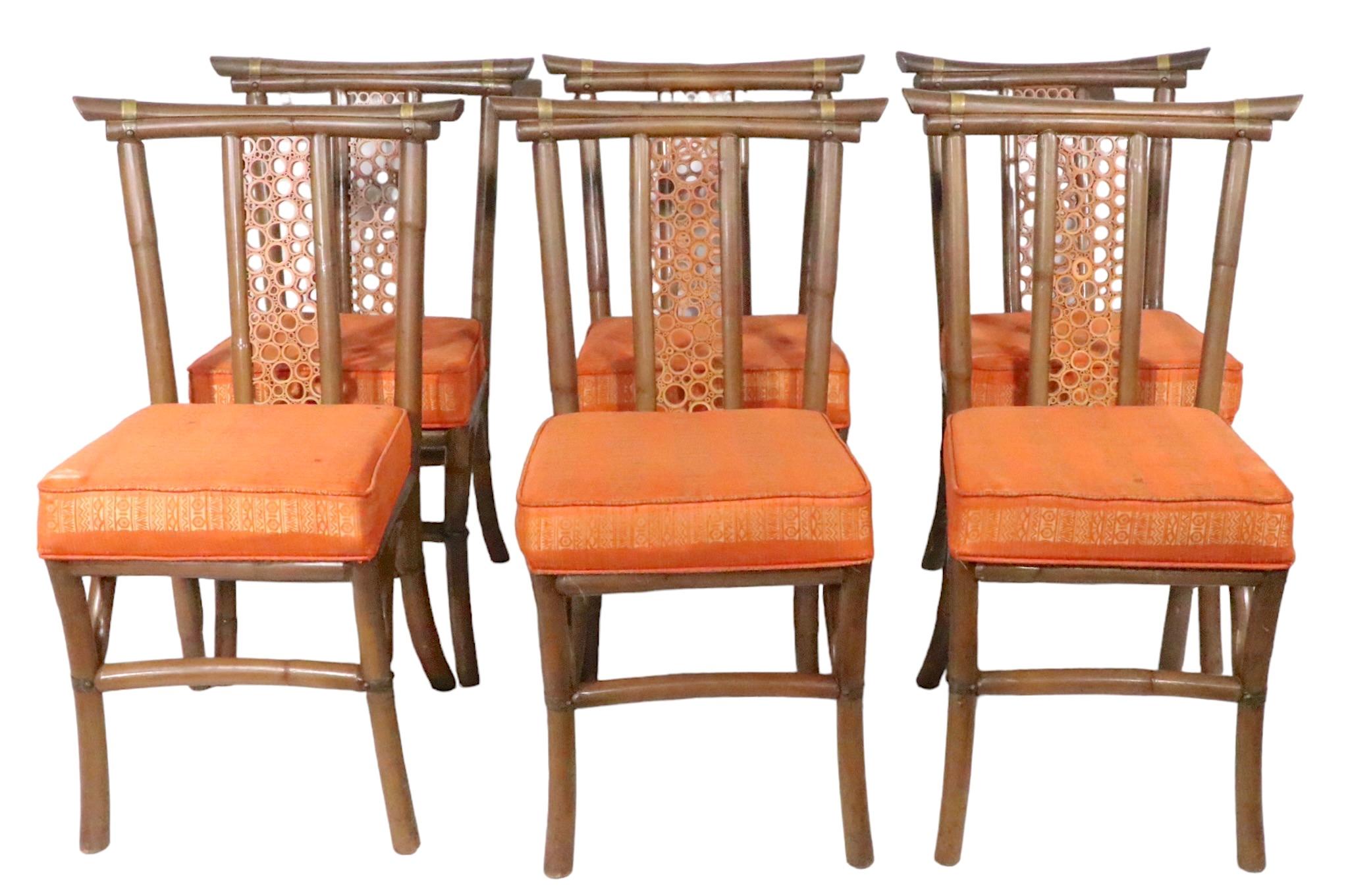 Set of Six Mid Century Bamboo Dining Chairs by Herbert Ritts c 1950/1960's en vente 11