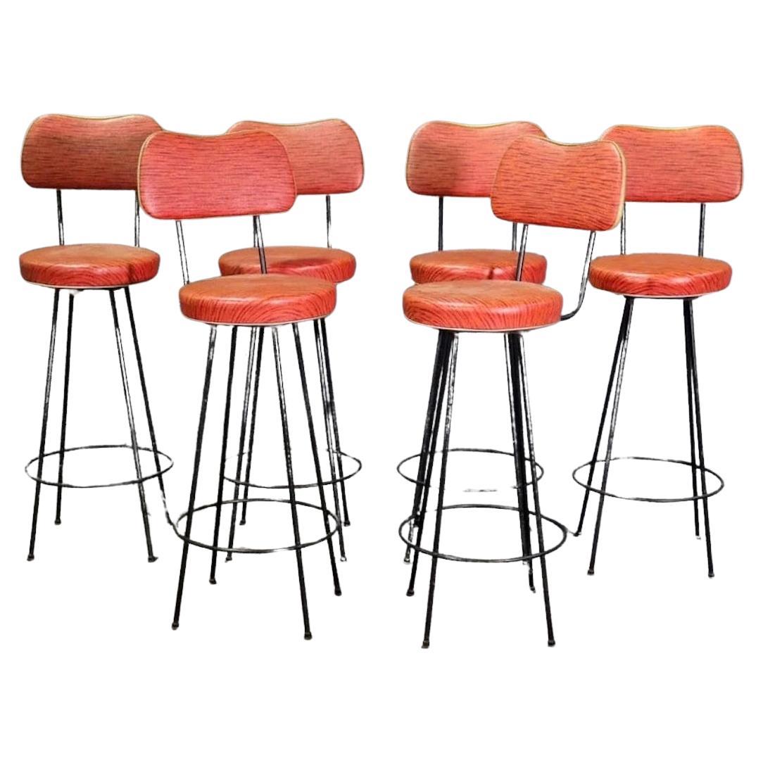 Set of Six Mid-Century Bar stools