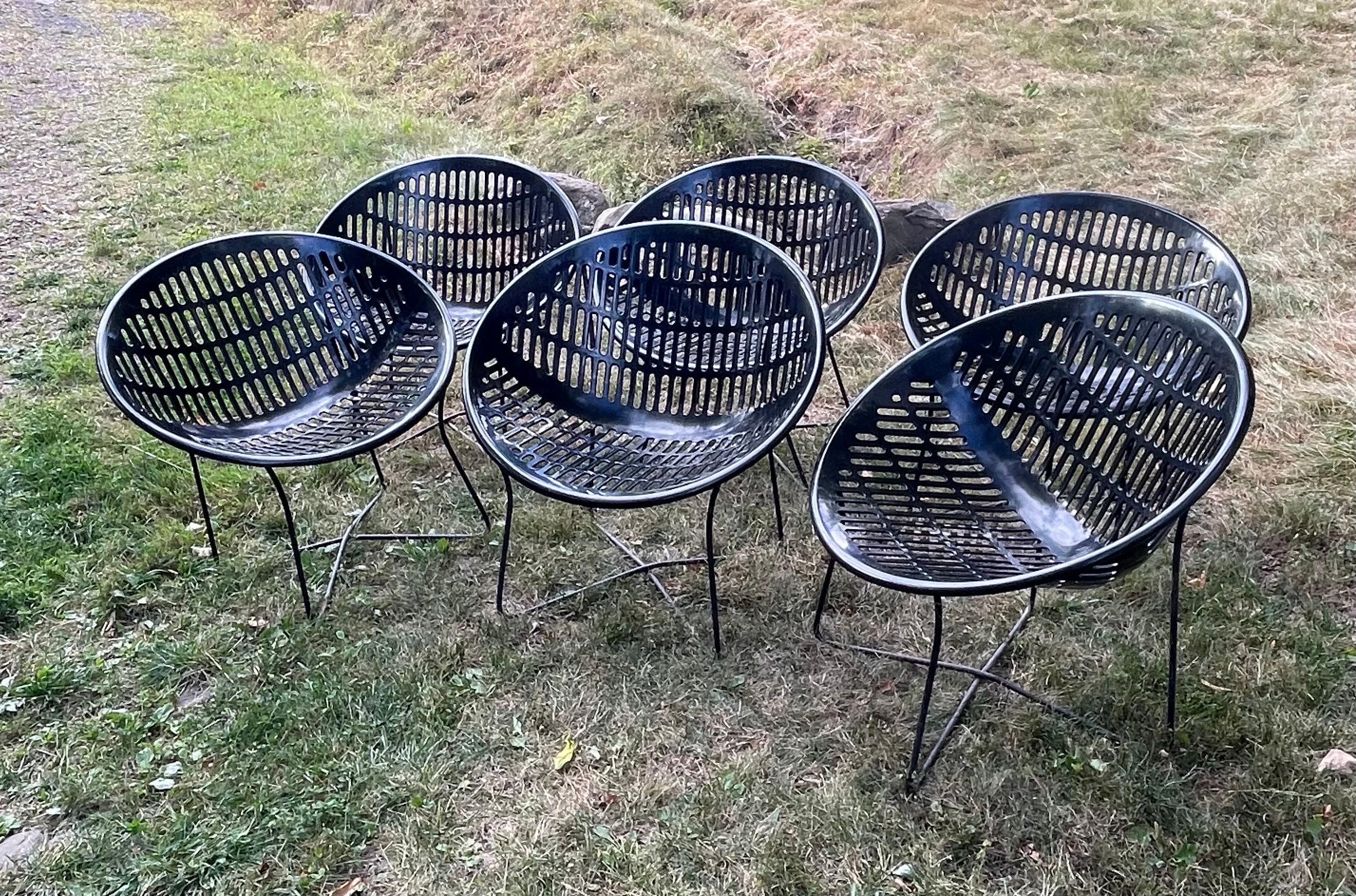 Set di 6 sedie lounge Solair Motel nere di Fabiano & Panzini.  È molto difficile trovare un set vintage di sei pezzi.  Sedili nuovi prodotti in Canada, etichettati.