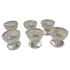 Set di sei bicchieri di cristallo bohémien del metà del secolo scorso
