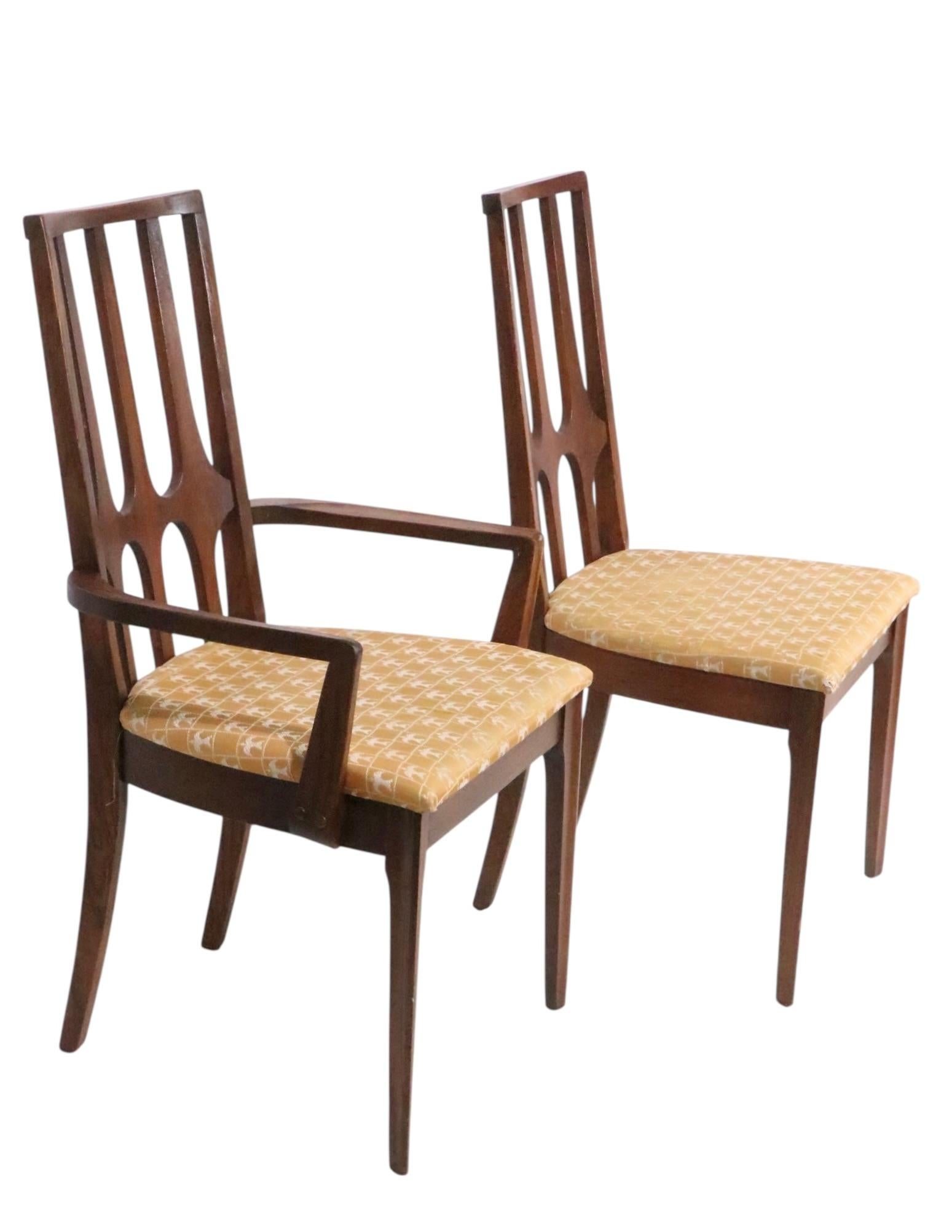 Wood Set of Six Mid Century Broyhill Brasilia Dining Chairs c. 1960's For Sale
