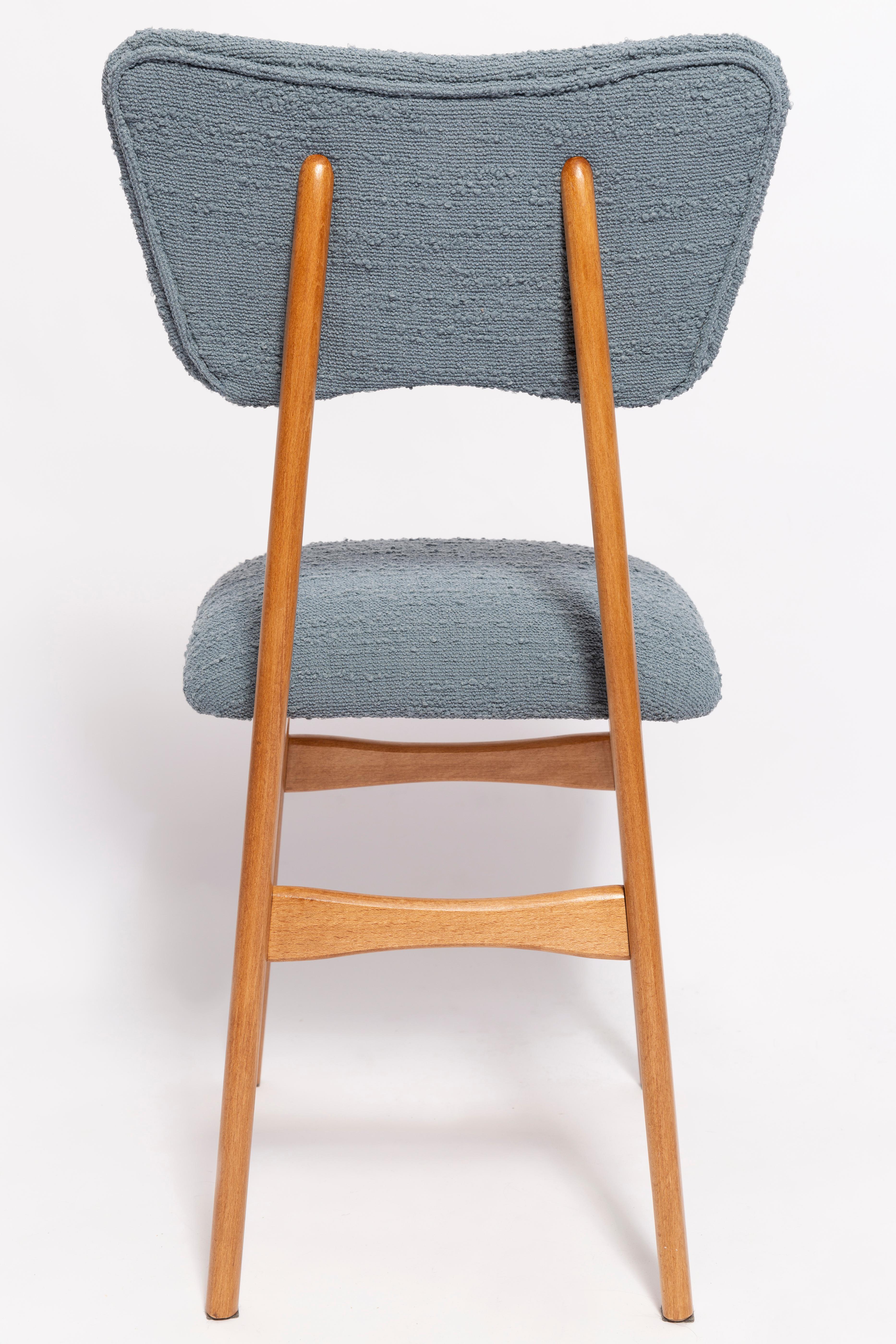 Set of Six Mid Century Butterfly Dining Chairs, Gray Boucle, Europe, 1960s For Sale 2