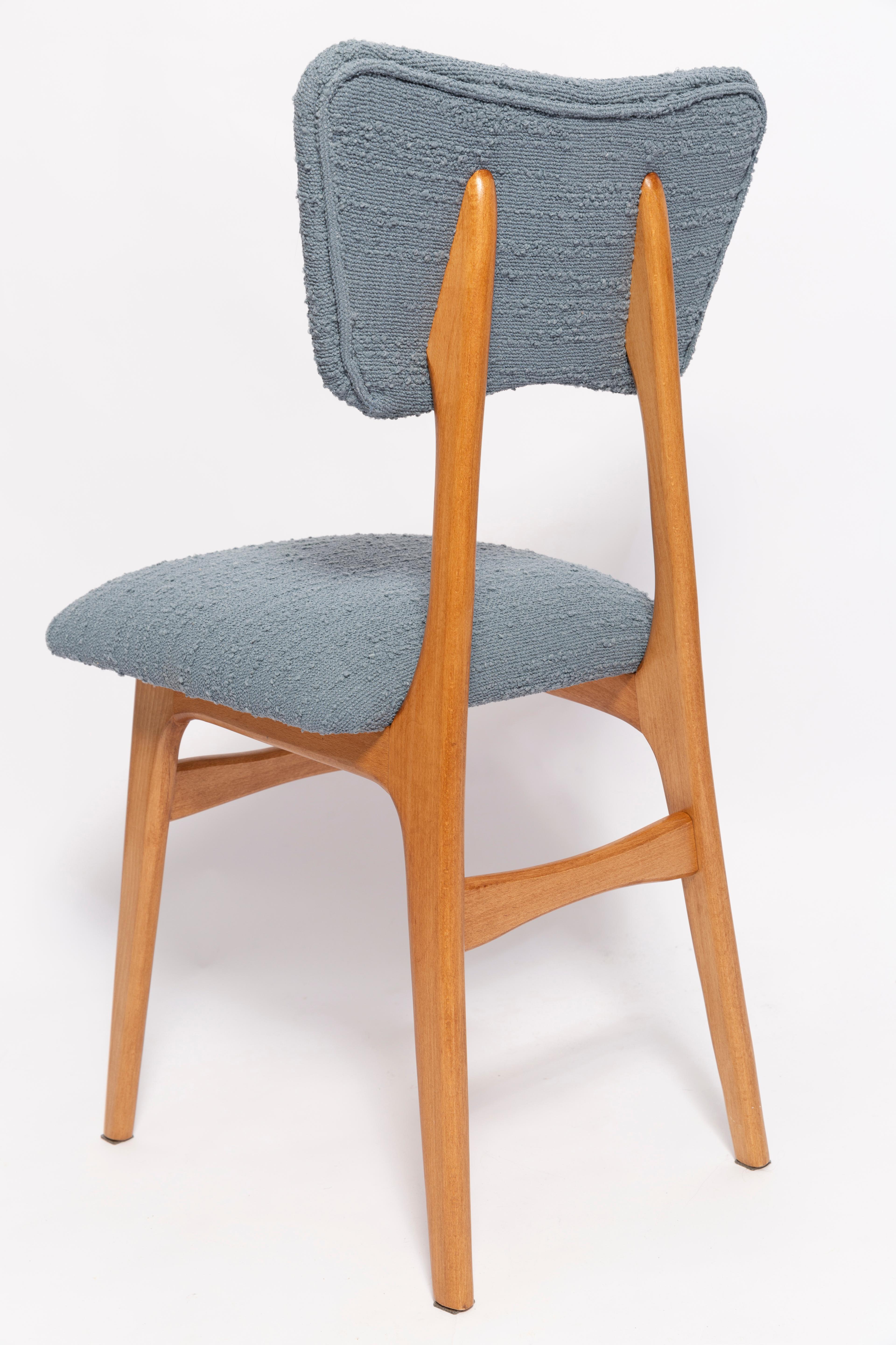 Set of Six Mid Century Butterfly Dining Chairs, Gray Boucle, Europe, 1960s For Sale 3