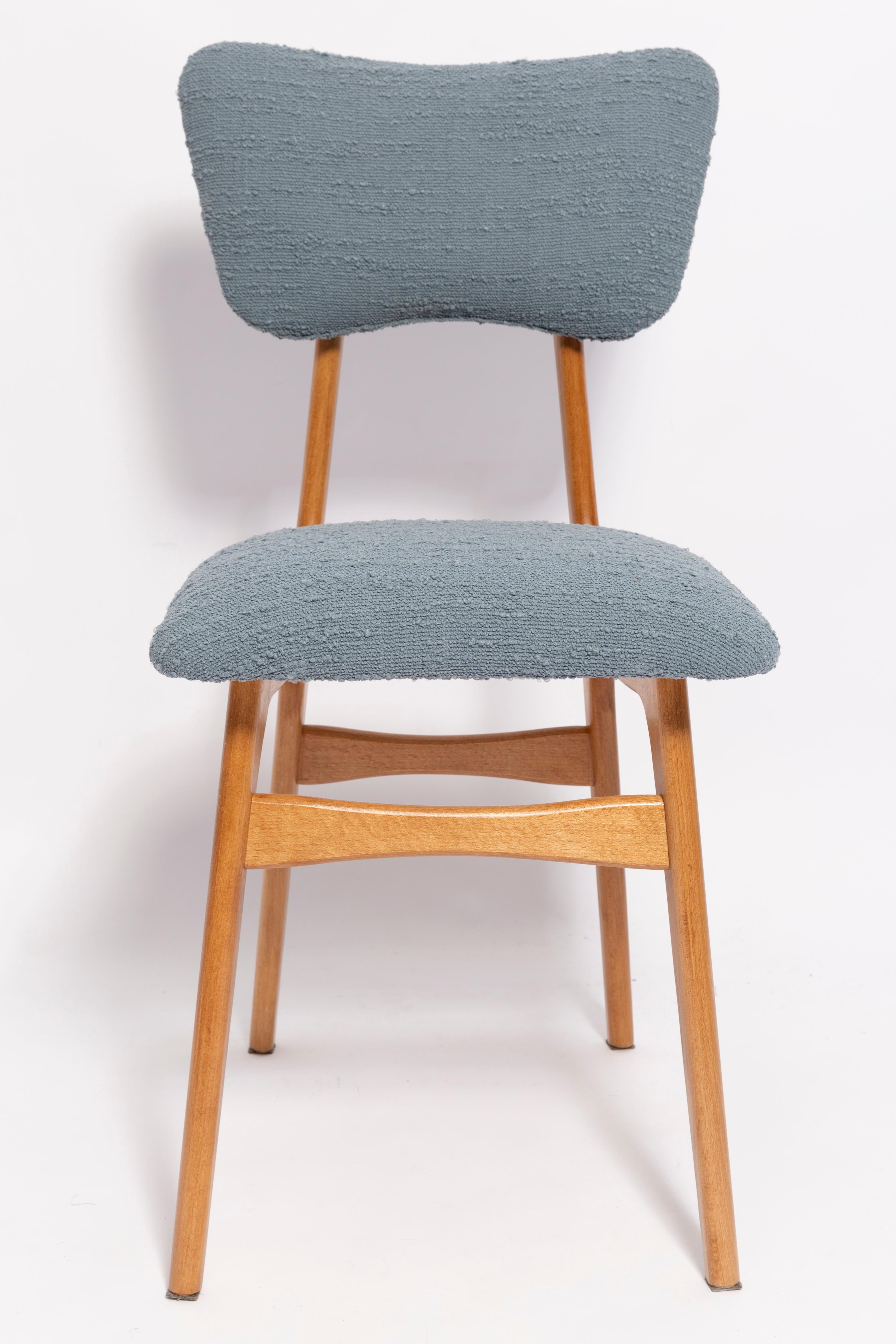 Set of Six Mid Century Butterfly Dining Chairs, Gray Boucle, Europe, 1960s For Sale 4