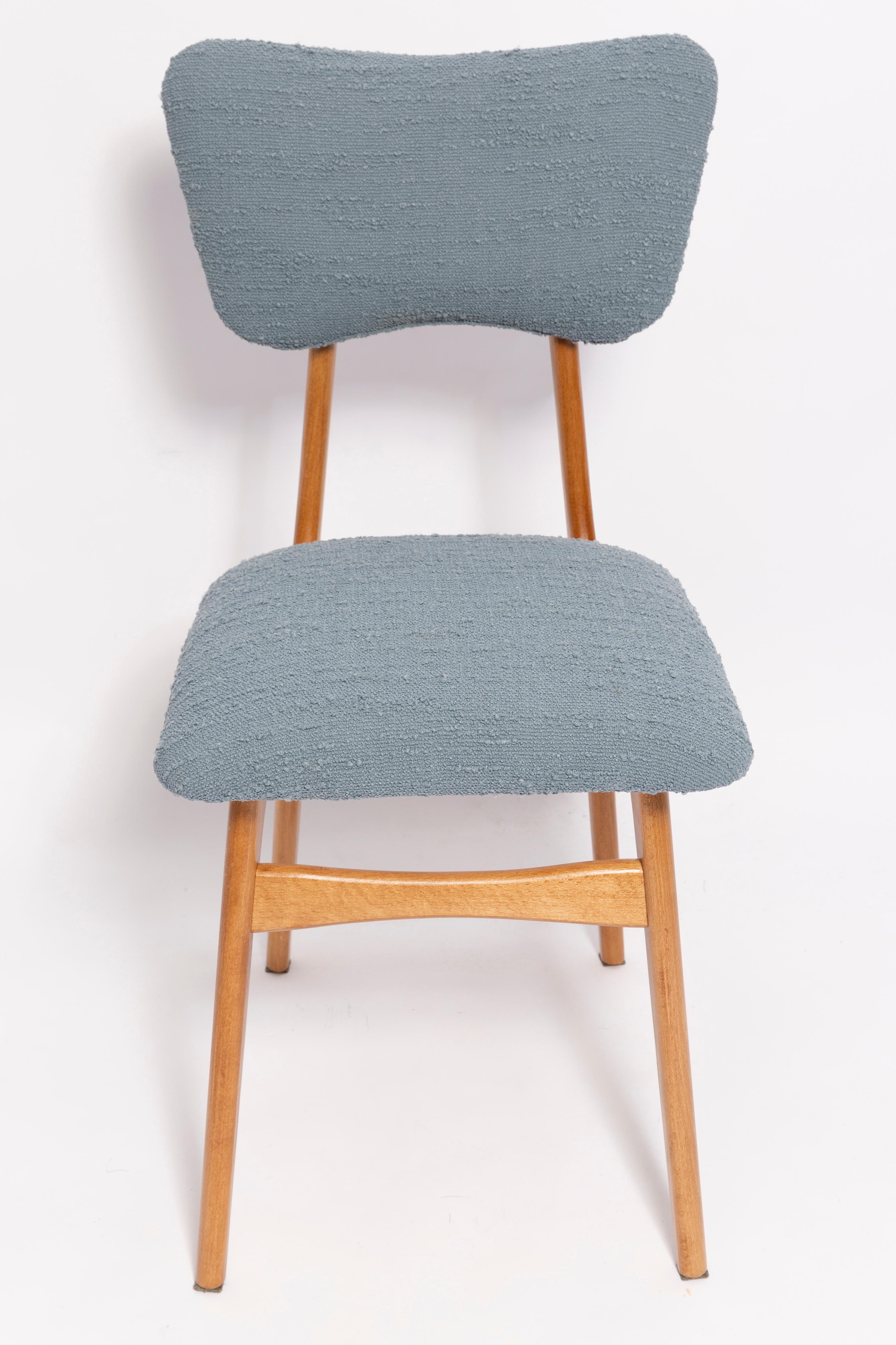 Set of Six Mid Century Butterfly Dining Chairs, Gray Boucle, Europe, 1960s For Sale 5