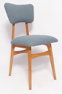 Set of Six Mid Century Butterfly Dining Chairs, Gray Boucle, Europe, 1960s