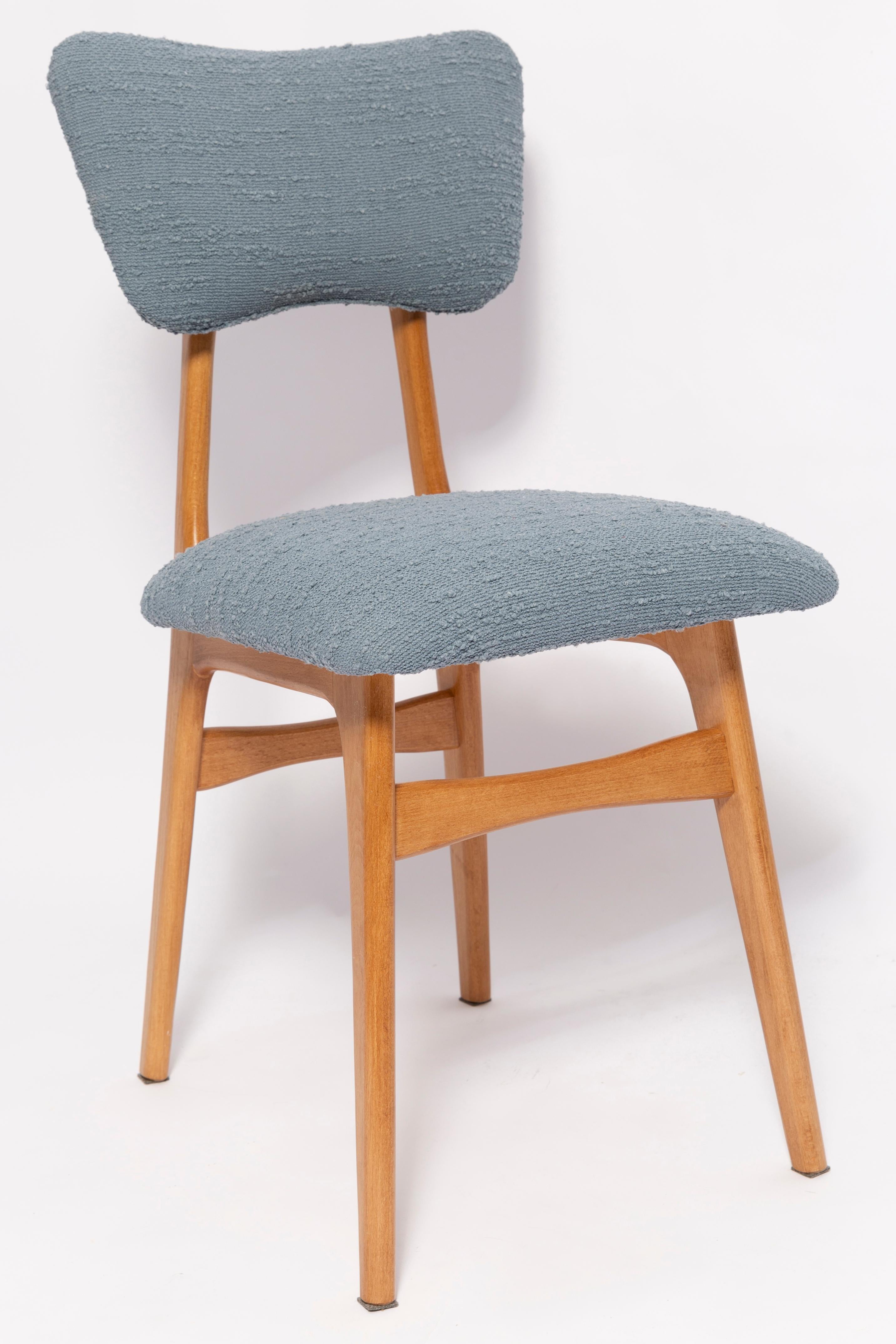 Mid-Century Modern Set of Six Mid Century Butterfly Dining Chairs, Gray Boucle, Europe, 1960s For Sale