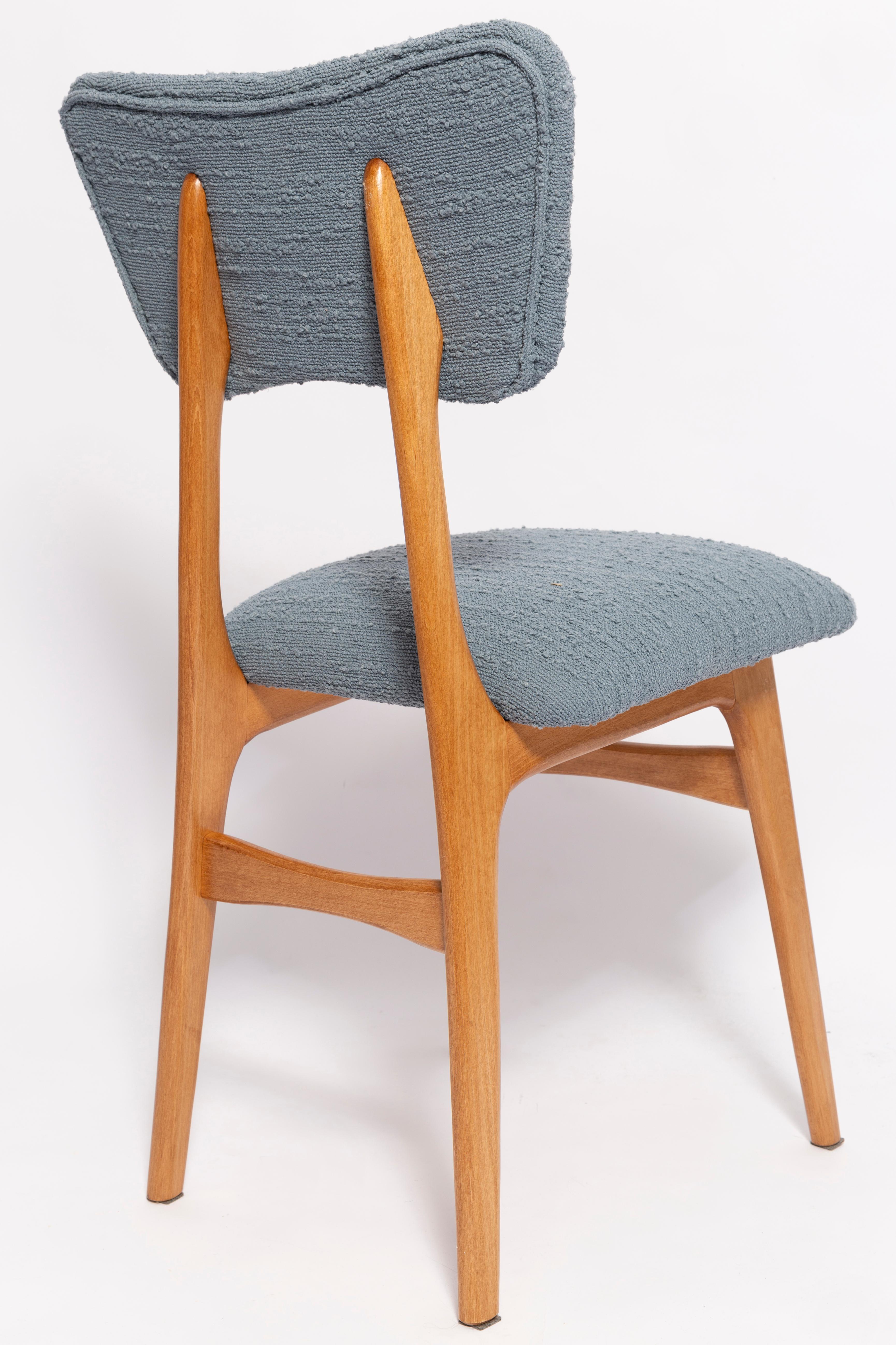 Set of Six Mid Century Butterfly Dining Chairs, Gray Boucle, Europe, 1960s In Excellent Condition For Sale In 05-080 Hornowek, PL