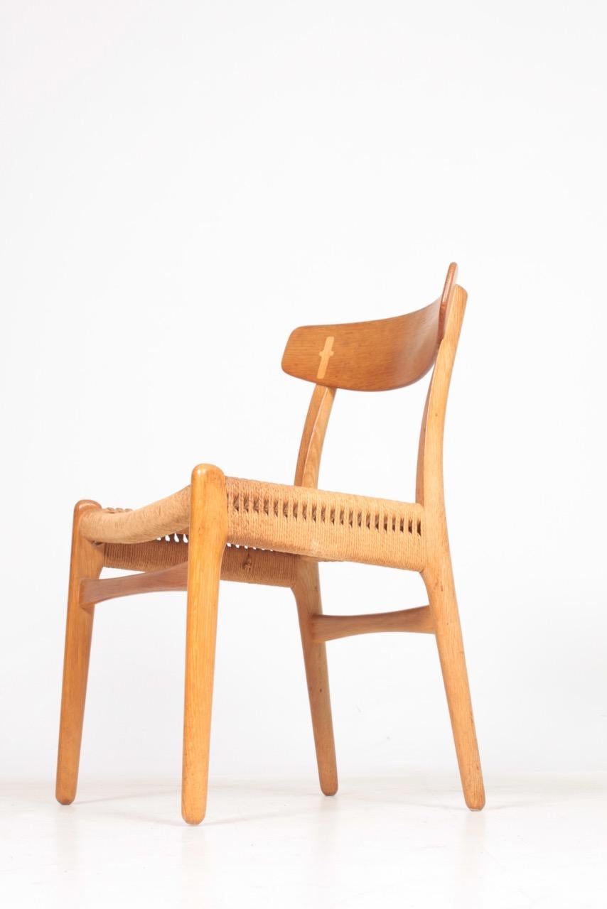 Set of Six Midcentury CH 23 Side Chairs in Oak by Wegner Danish Design, 1950s 4