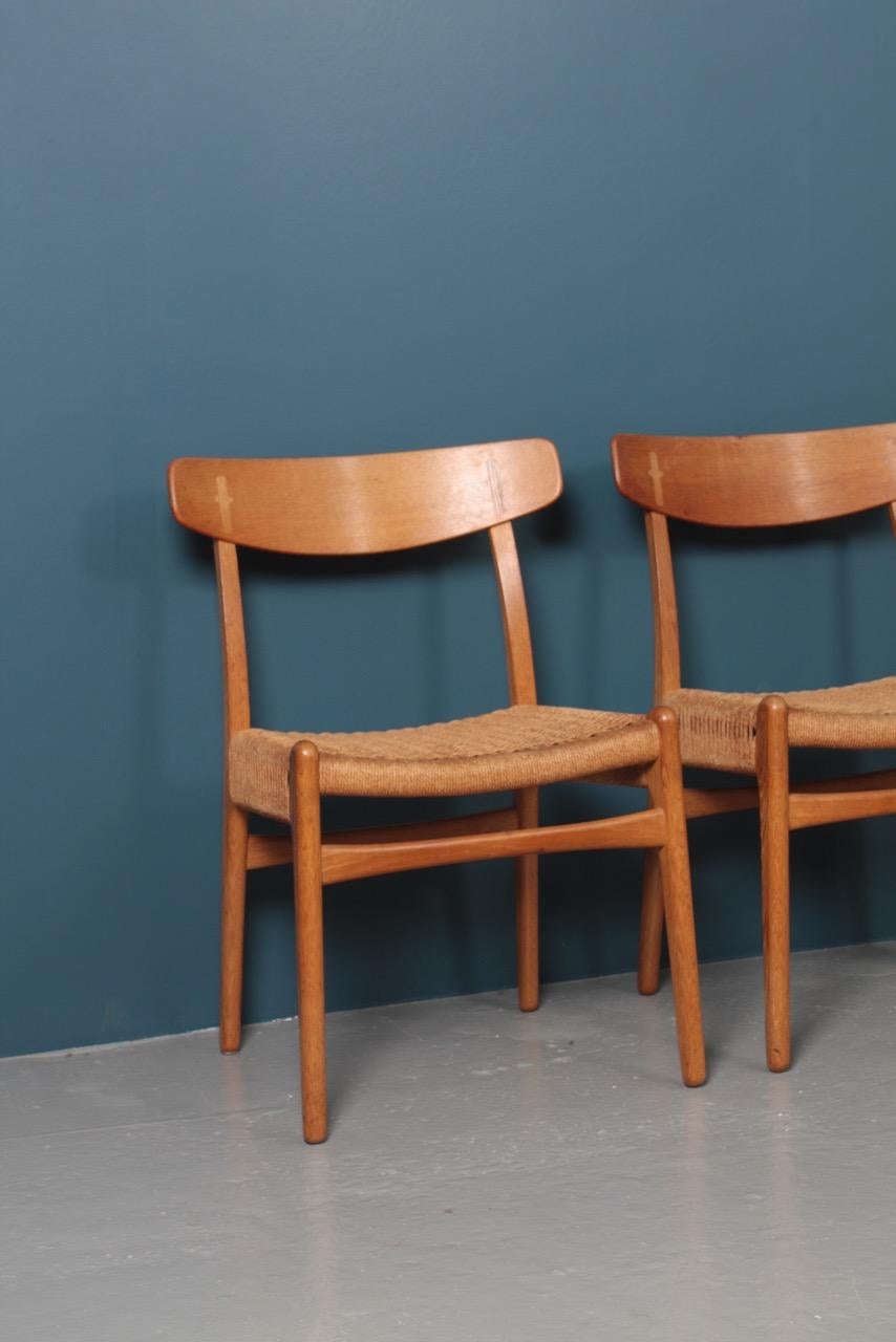 Set of Six Midcentury CH 23 Side Chairs in Oak by Wegner Danish Design, 1950s 8