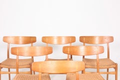 Set of Six Midcentury CH 23 Side Chairs in Oak by Wegner Danish Design, 1950s