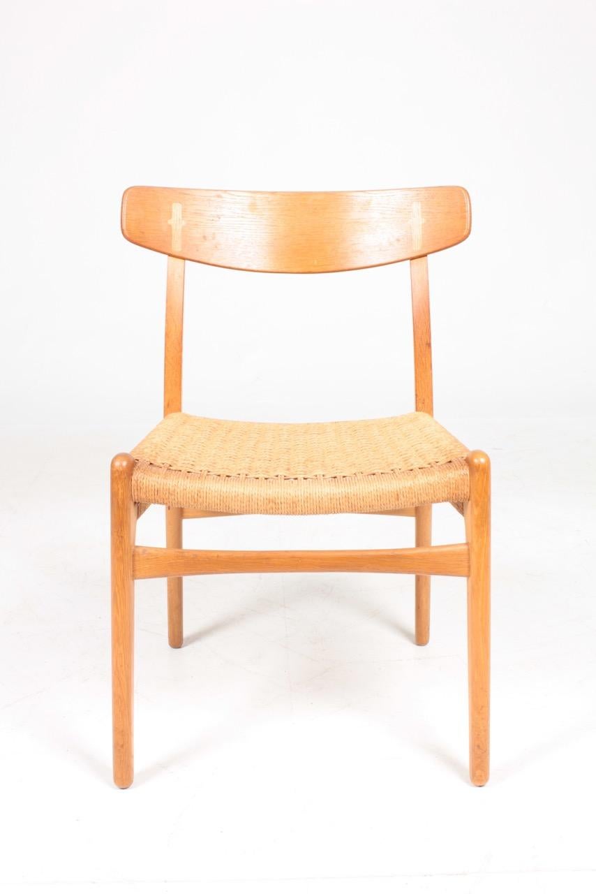 Scandinavian Modern Set of Six Midcentury CH 23 Side Chairs in Oak by Wegner Danish Design, 1950s