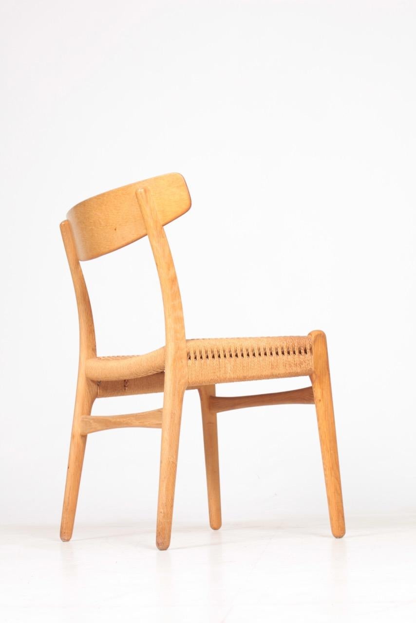 Set of Six Midcentury CH 23 Side Chairs in Oak by Wegner Danish Design, 1950s 3