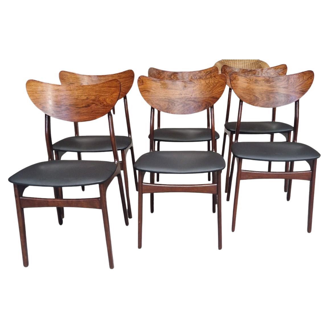 Set of Six Mid Century Chairs in the style of H.P. Hansen For Sale