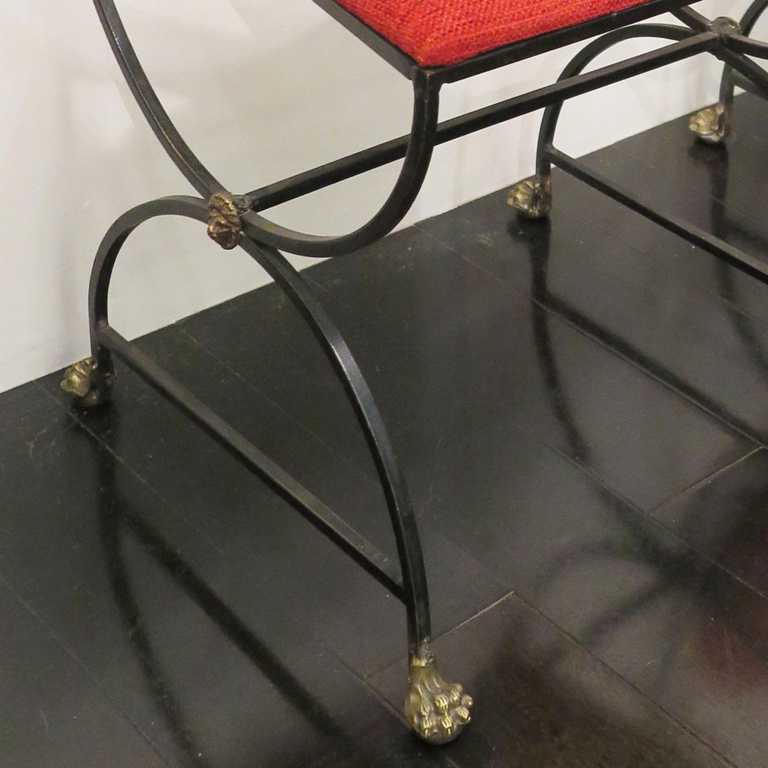 Set of Six Midcentury Chairs in Wrought Iron and Brass In Good Condition In Los Angeles, CA