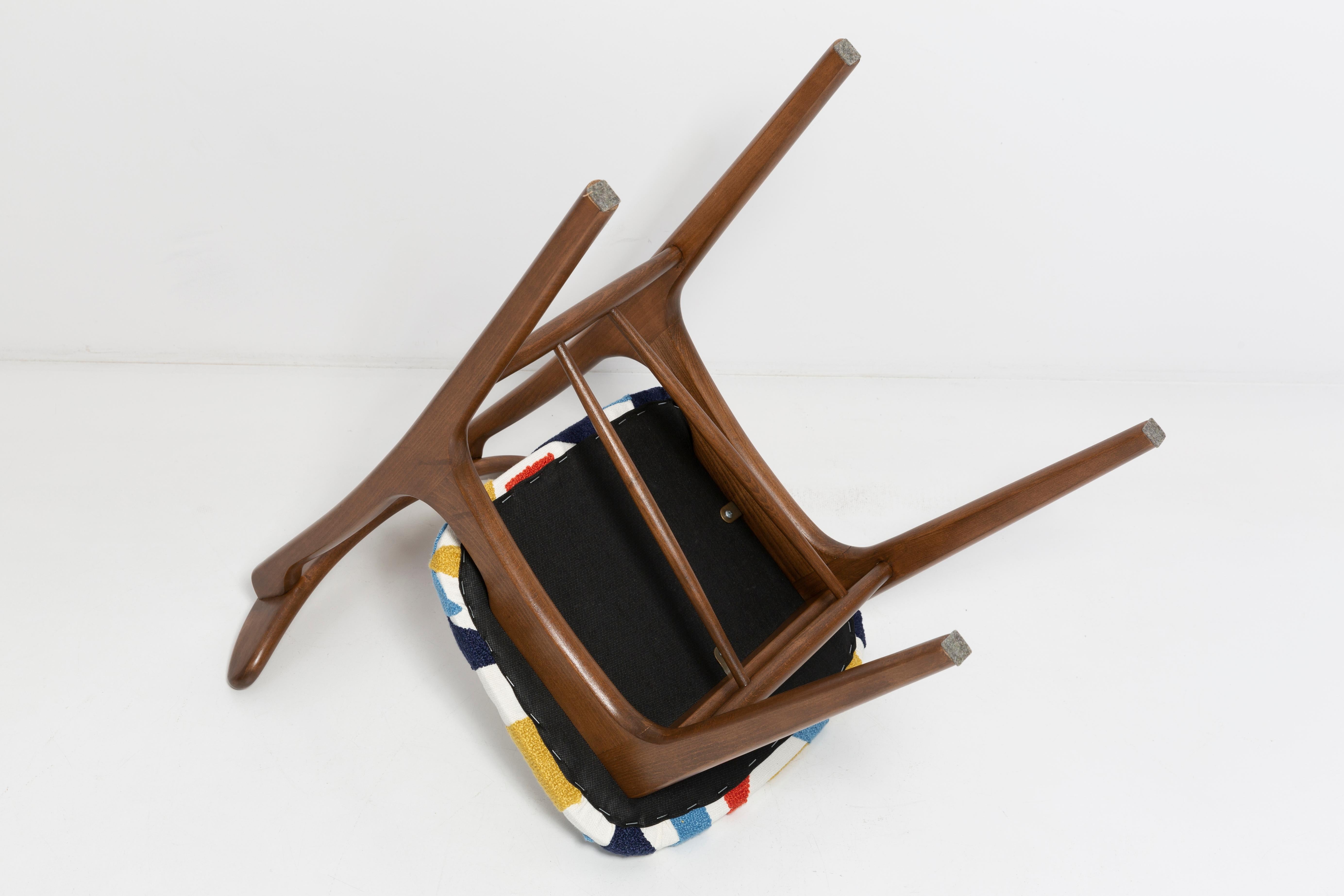 Velvet Set of Six Mid Century Chairs, Rajmund Halas, Poland, 1960s For Sale