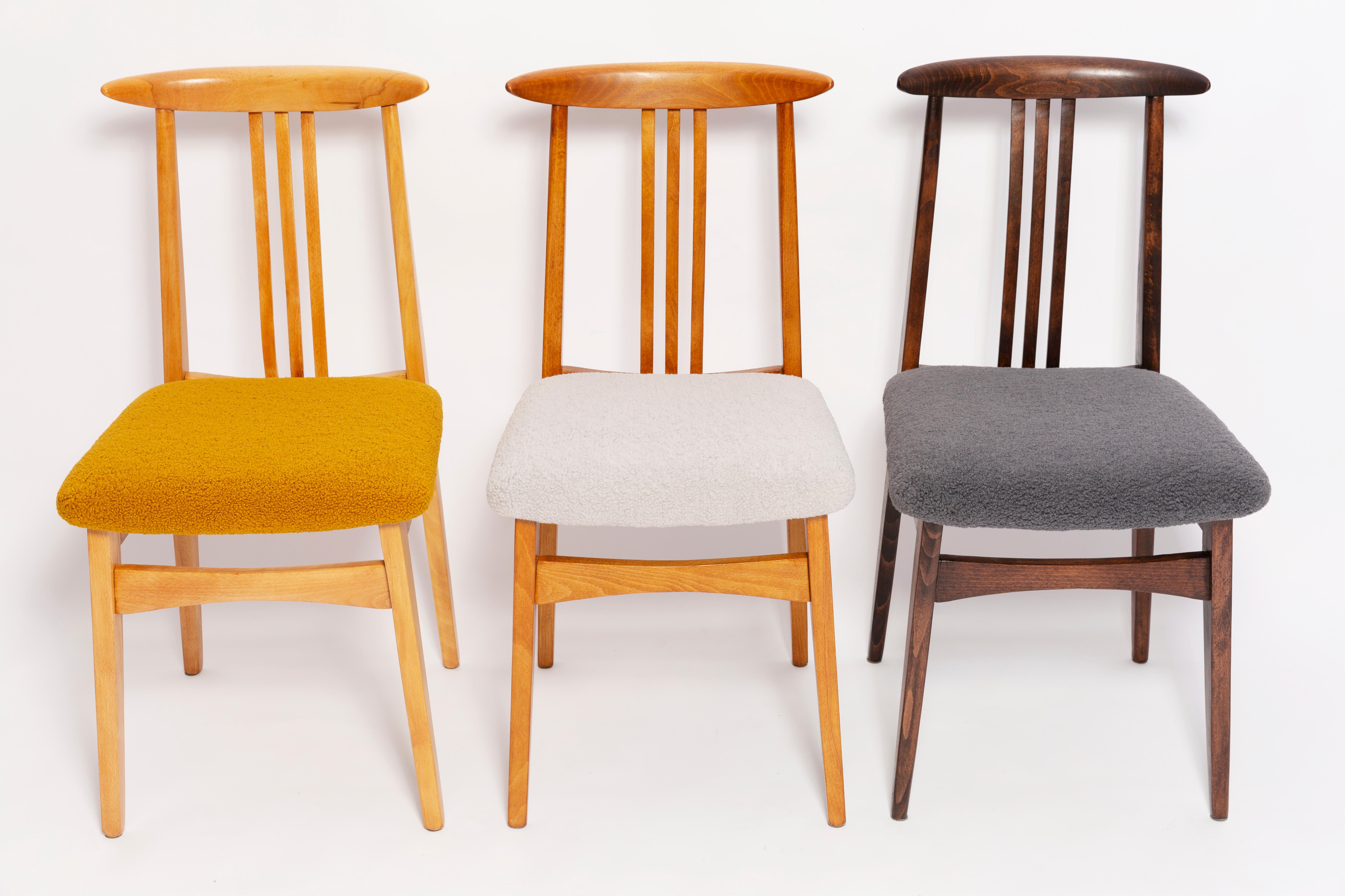 Set of Six Mid-Century Colorful Boucle Chairs, M Zielinski, Europe, 1960 2