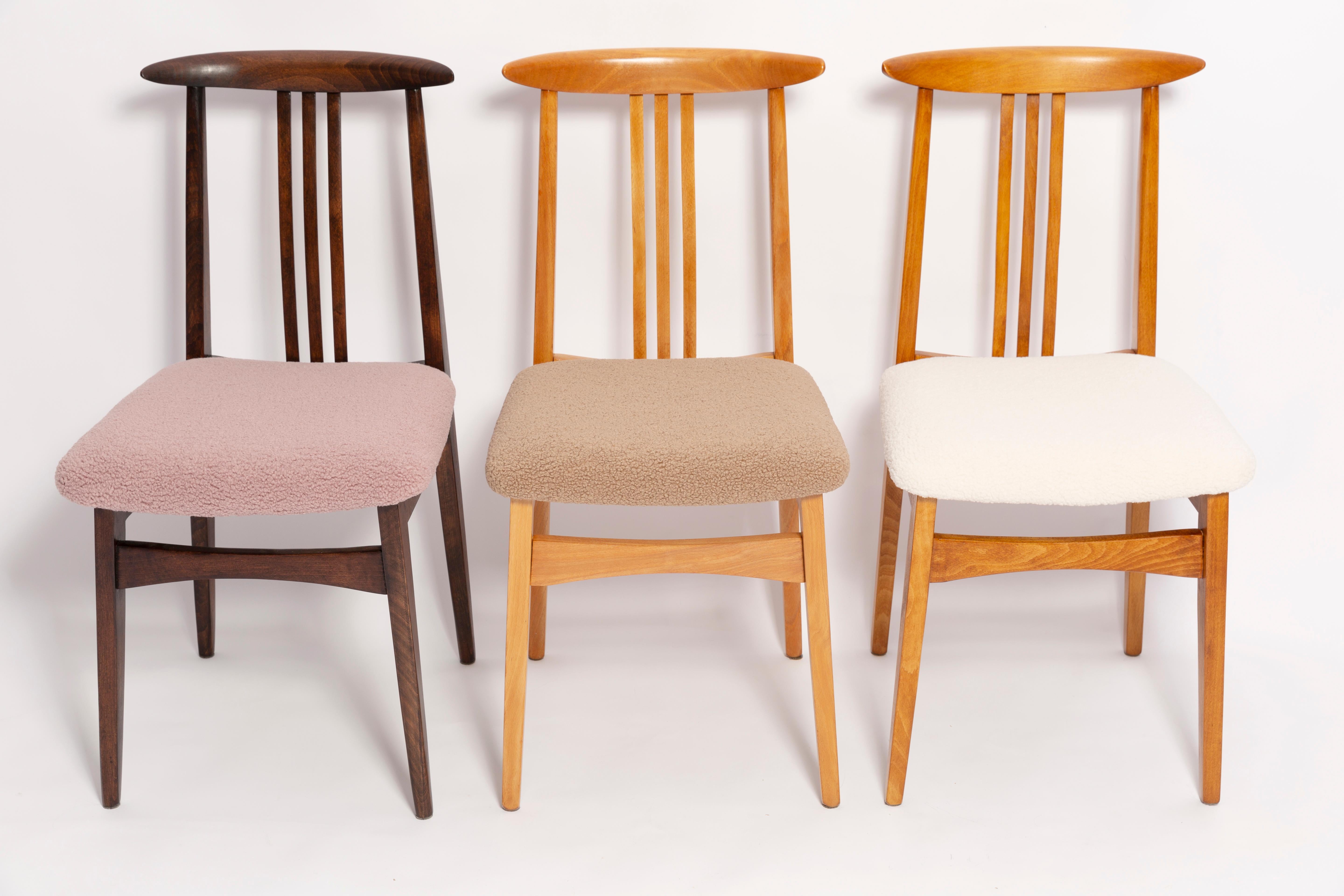 Set of Six Mid-Century Colorful Boucle Chairs, M Zielinski, Europe, 1960 In Excellent Condition In 05-080 Hornowek, PL