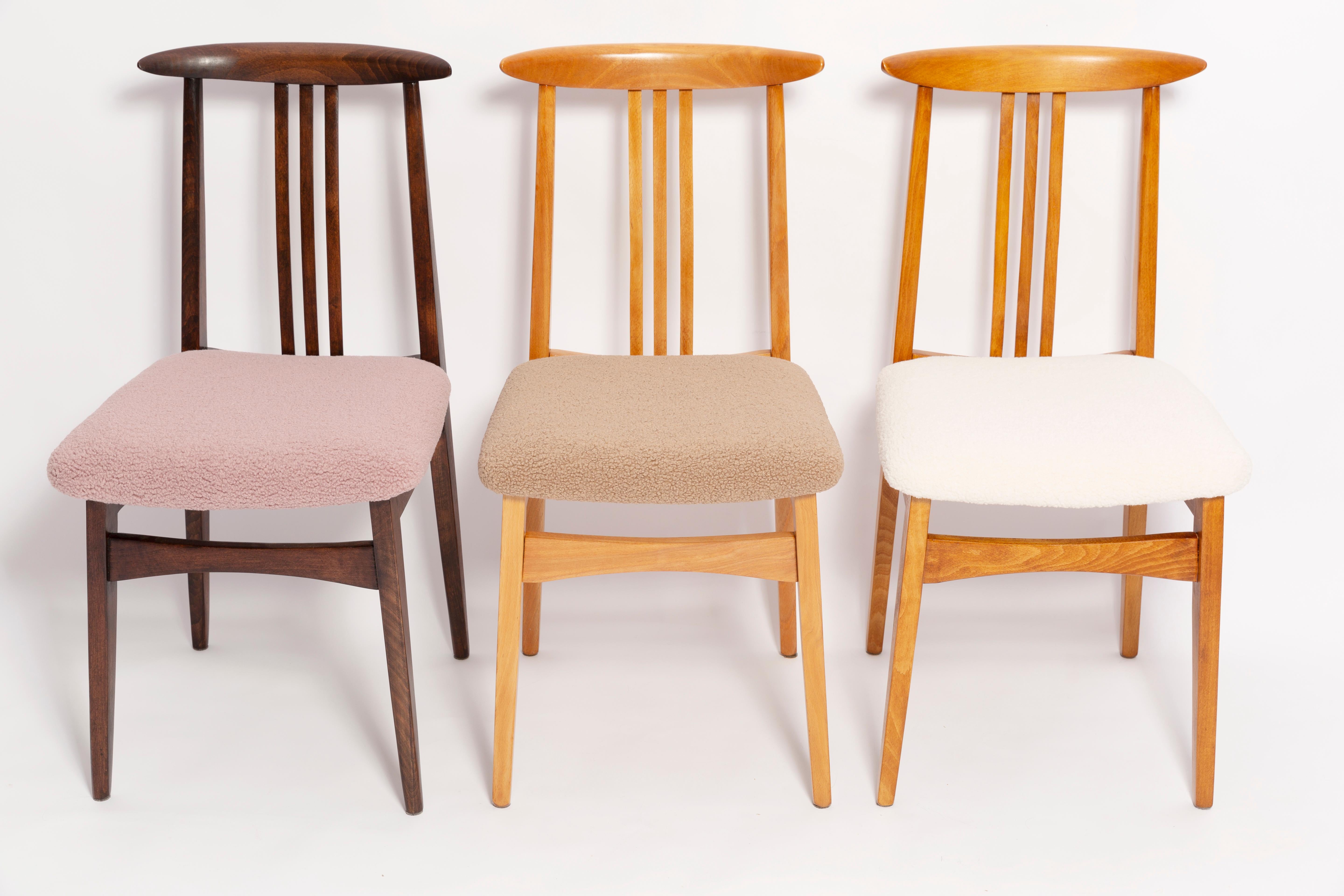20th Century Set of Six Mid-Century Colorful Boucle Chairs, M Zielinski, Europe, 1960