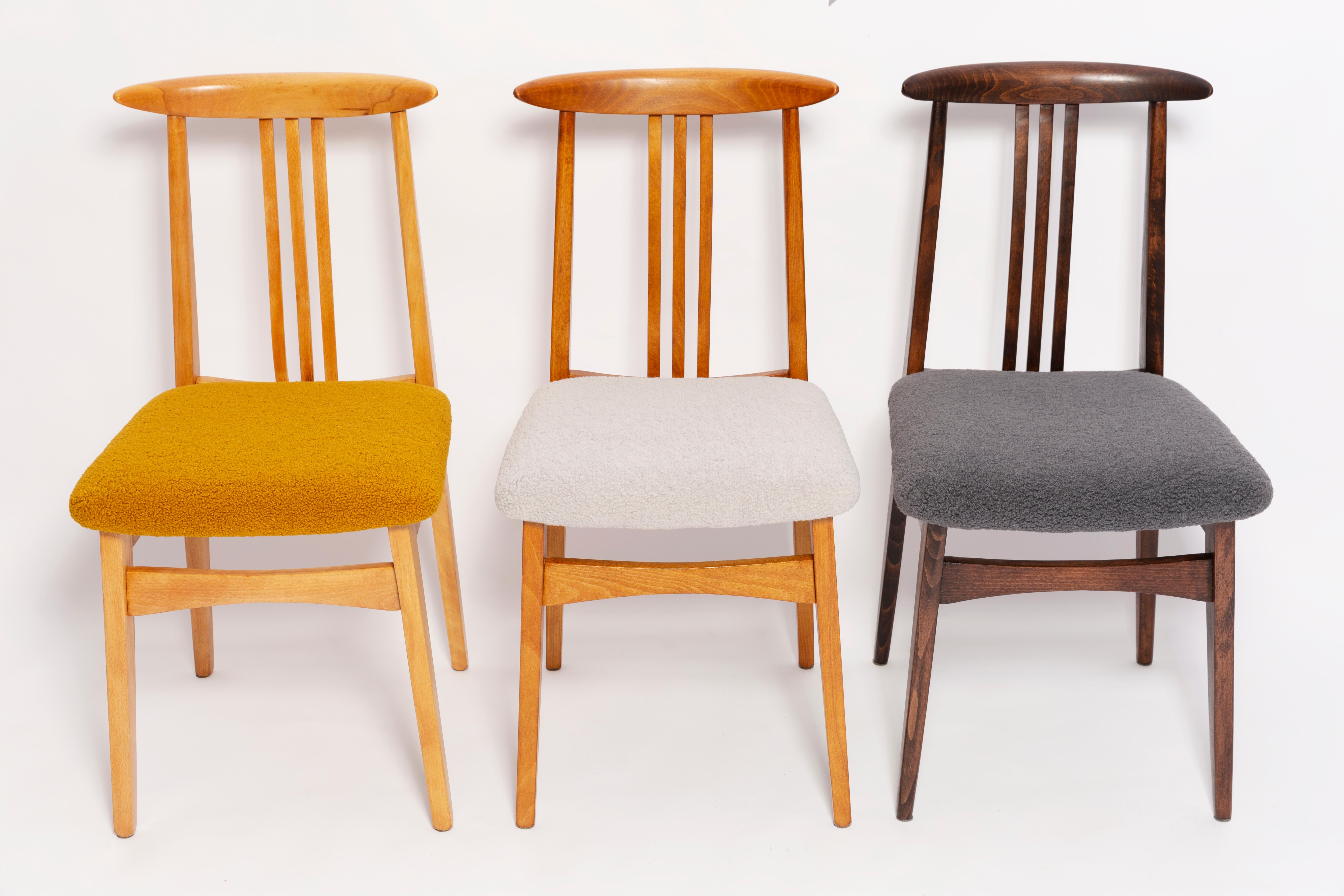 Set of Six Mid-Century Colorful Boucle Chairs, M Zielinski, Europe, 1960 1