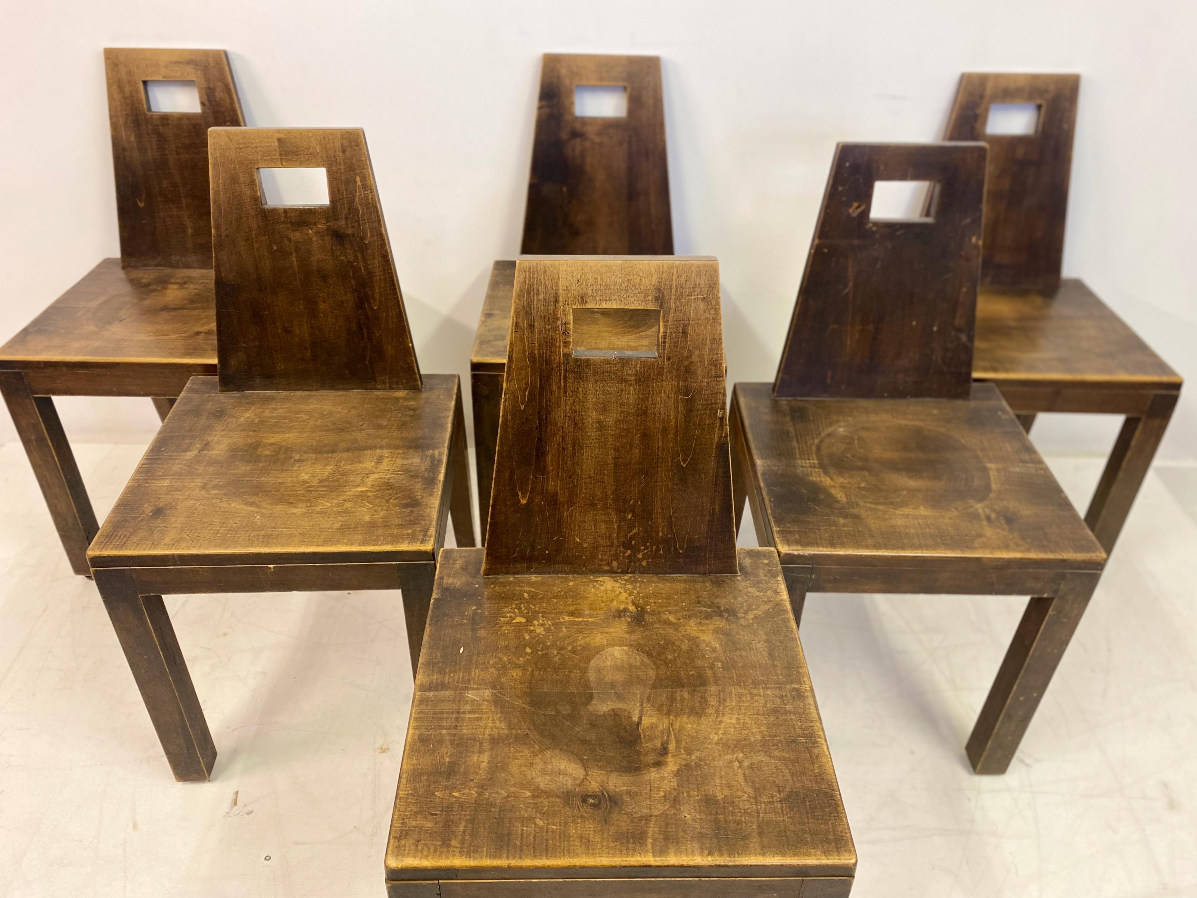 Mid-Century Modern Set of Six Mid Century Brutalist Dining Chairs For Sale