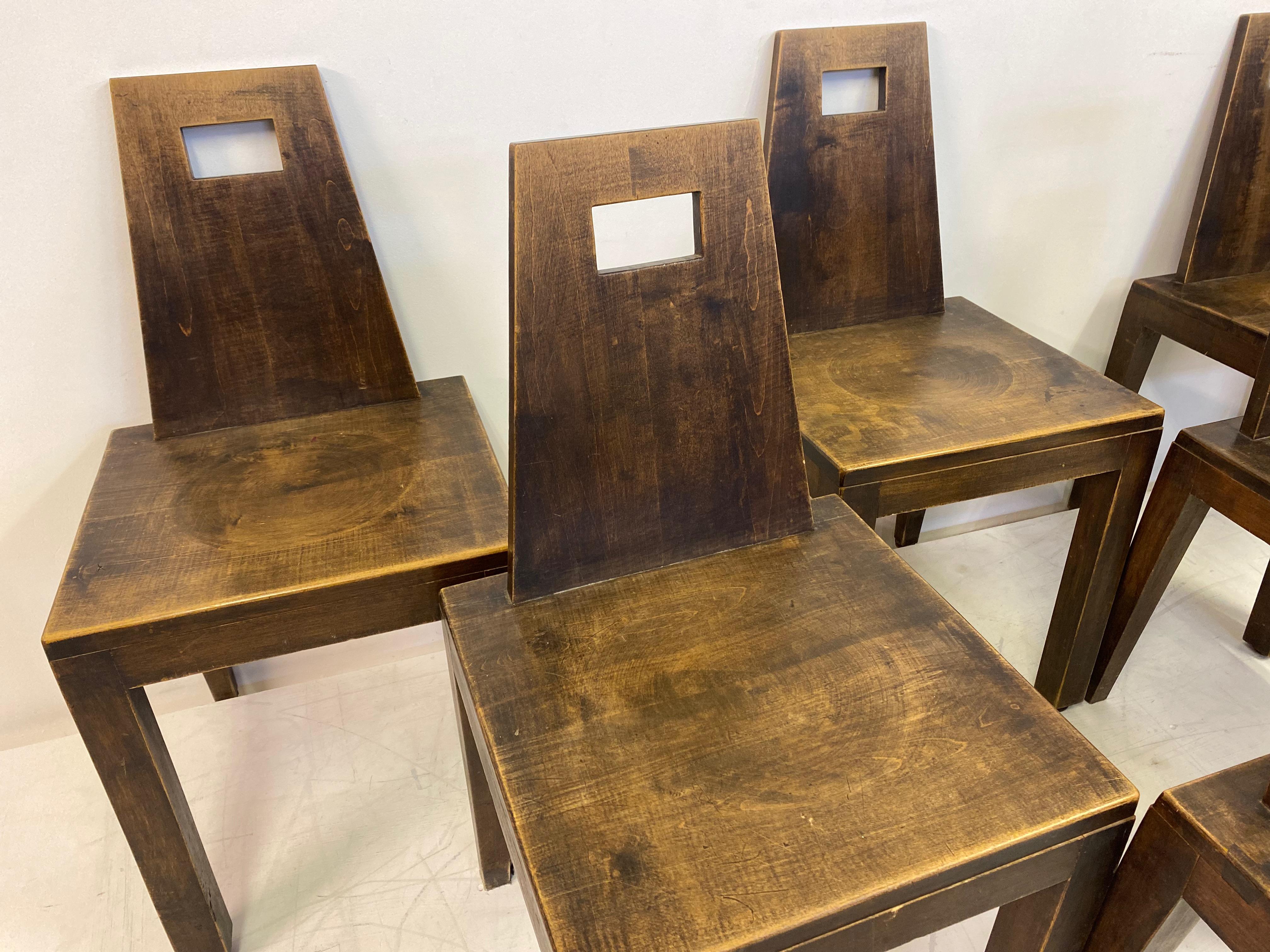 Set of Six Mid Century Brutalist Dining Chairs In Good Condition For Sale In London, London