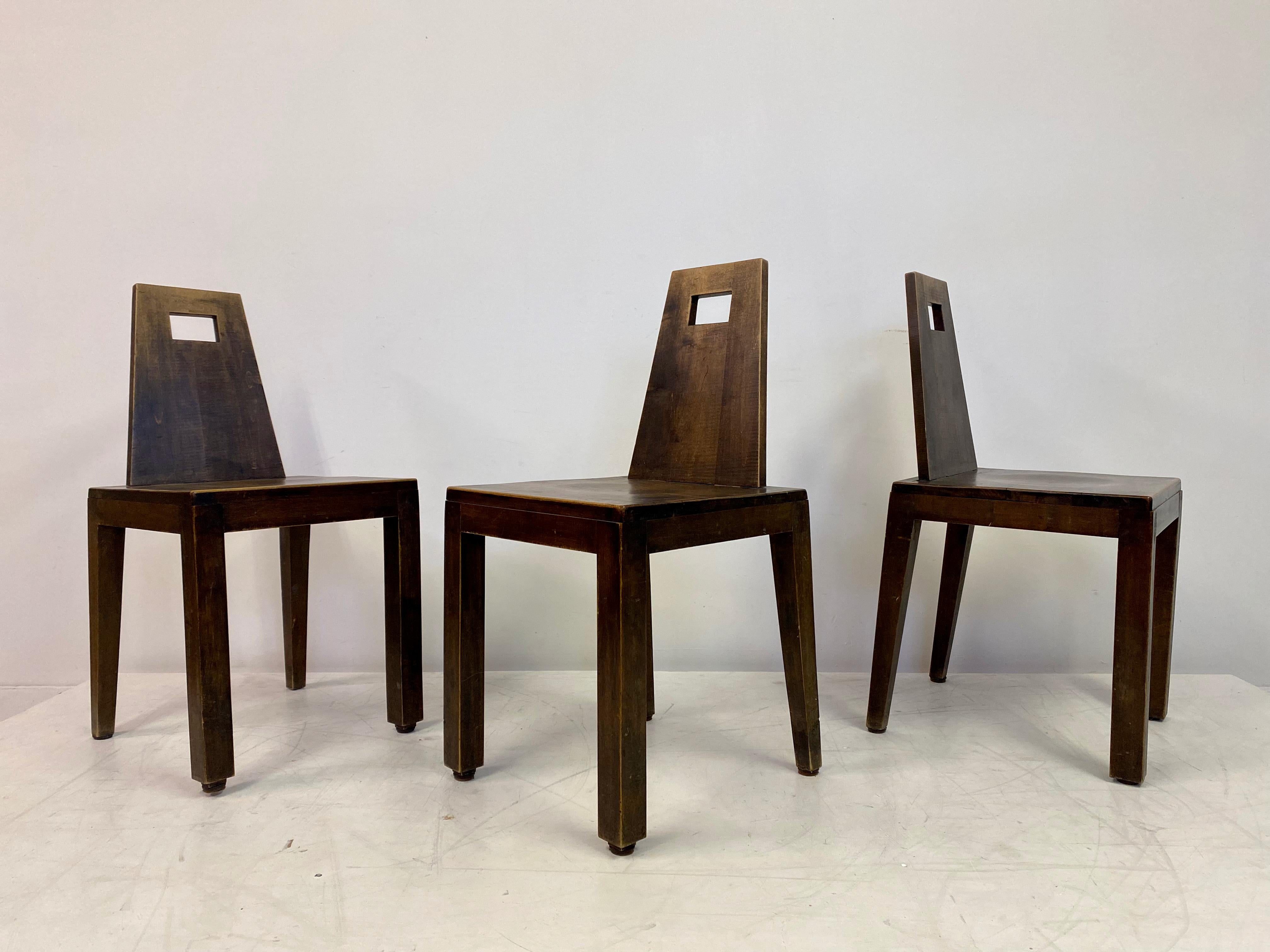 Set of Six Mid Century Brutalist Dining Chairs For Sale 1