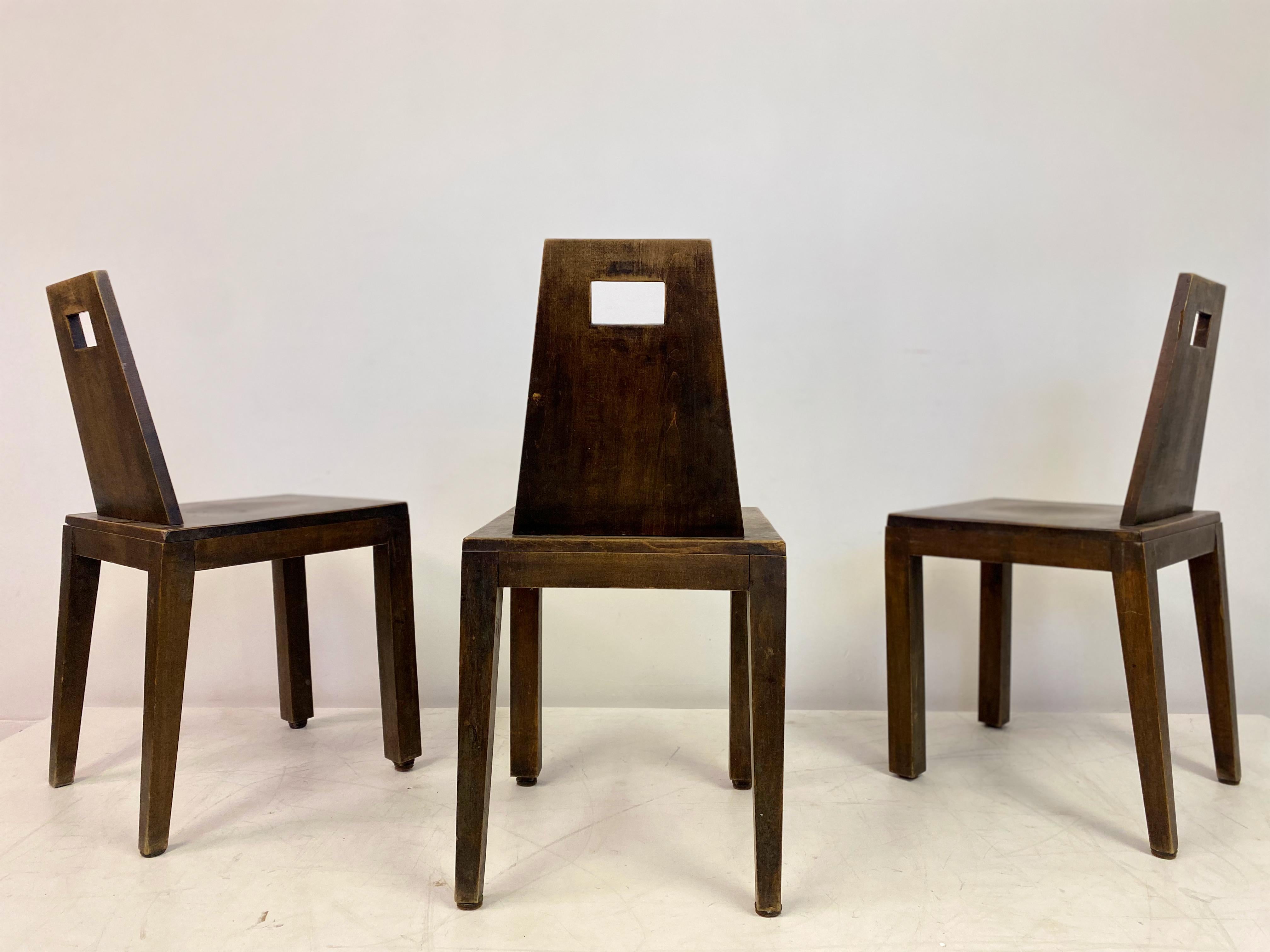 Set of Six Mid Century Brutalist Dining Chairs For Sale 2