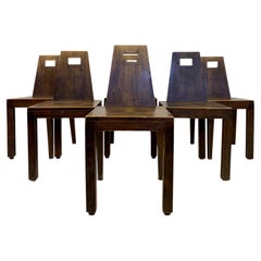 Vintage Set of Six Mid Century Brutalist Dining Chairs