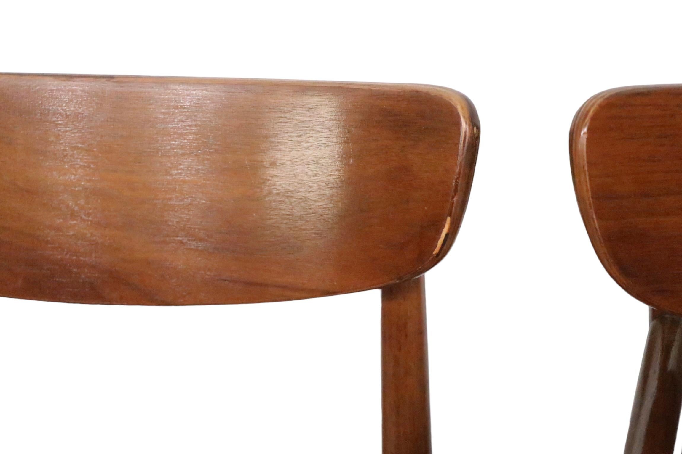 Upholstery Set of Six Mid Century Dania Dining Chairs American of Martinsville c 1950/60s For Sale