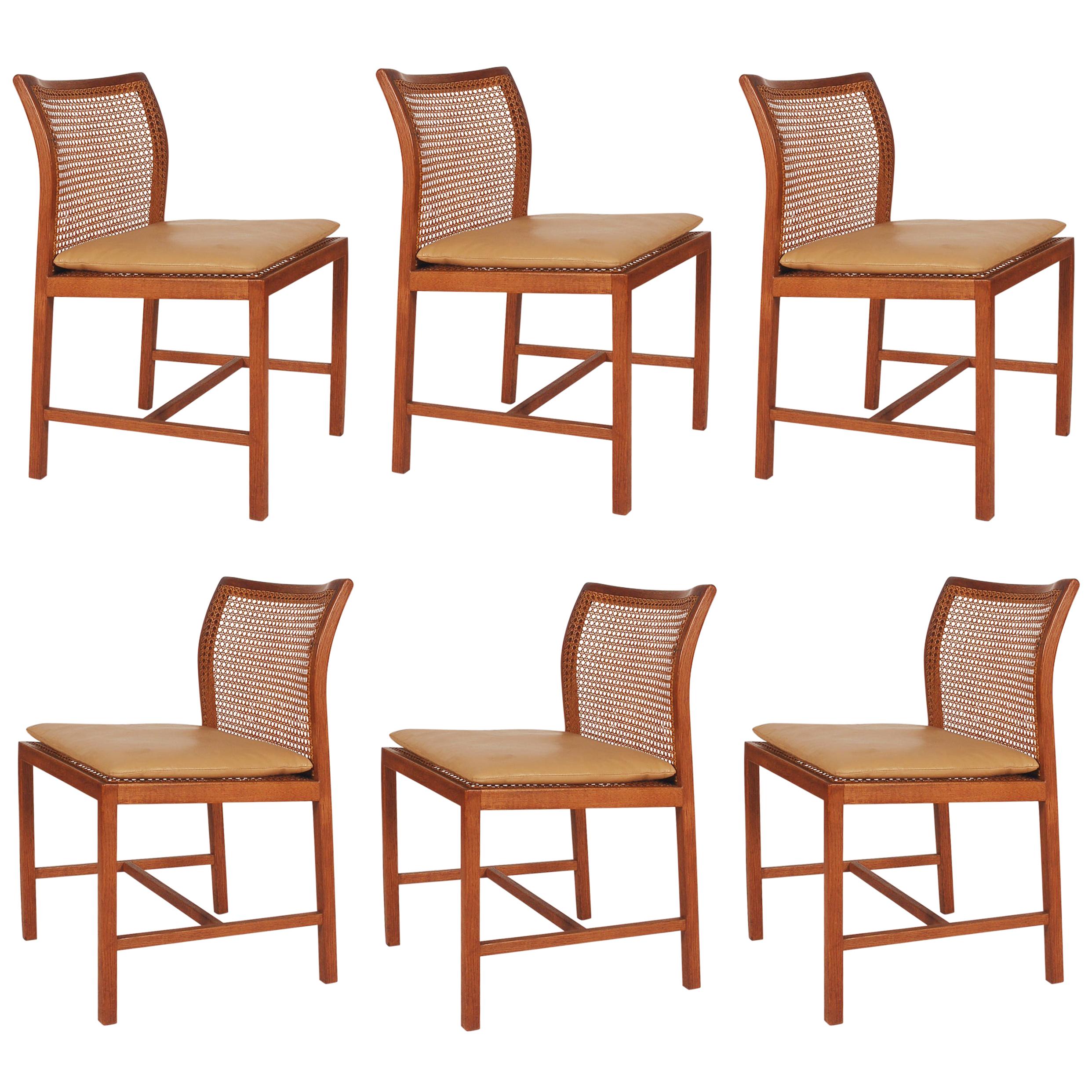 Set of Six Midcentury Danish Modern Cane Dining Chairs by Ditte & Adrian Heath