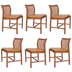 Set of Six Midcentury Danish Modern Cane Dining Chairs by Ditte & Adrian Heath