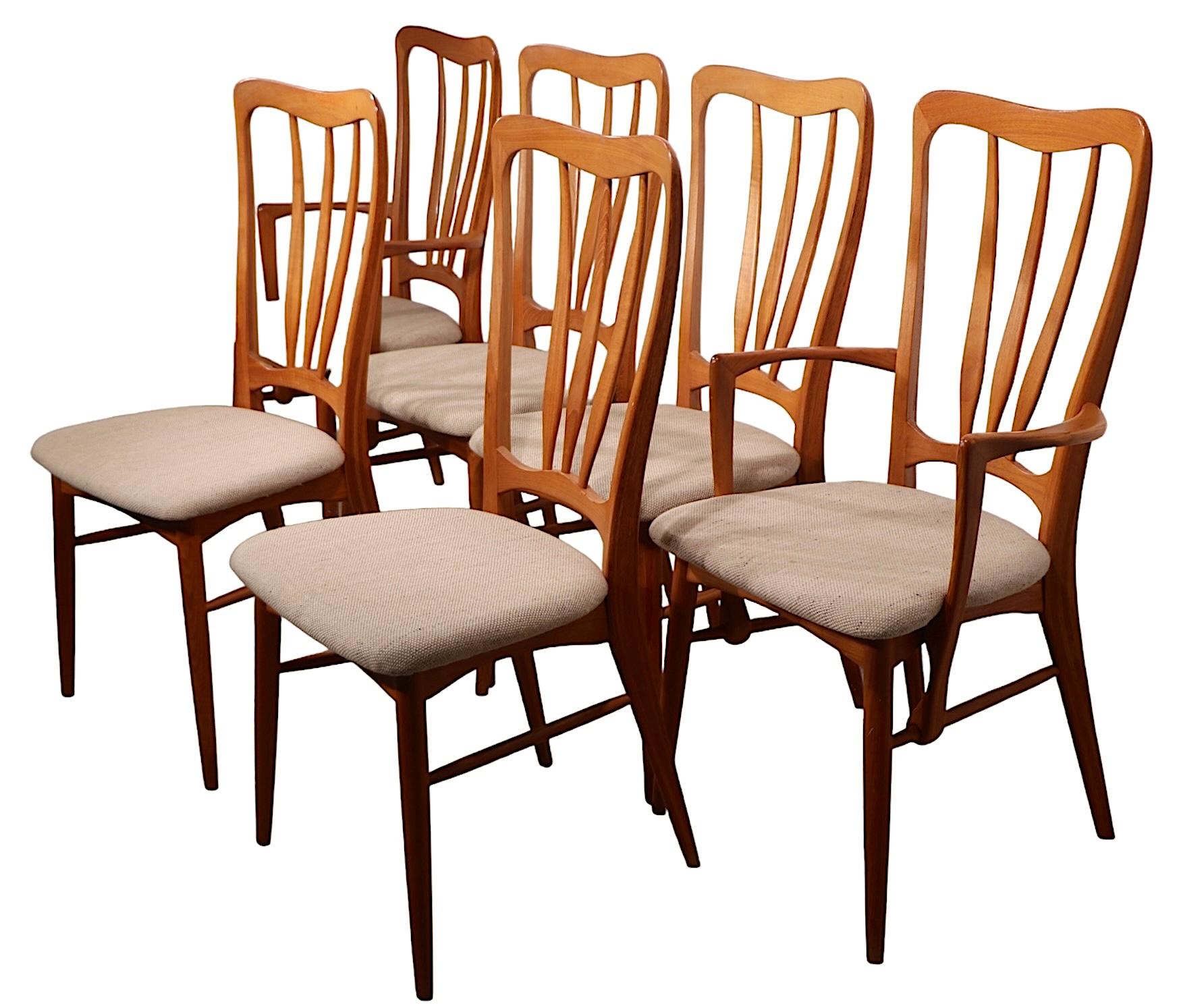 Scandinavian Modern Set of Six Mid Century Danish Modern Koefoeds Hornslet Ingrid Dining Chairs For Sale