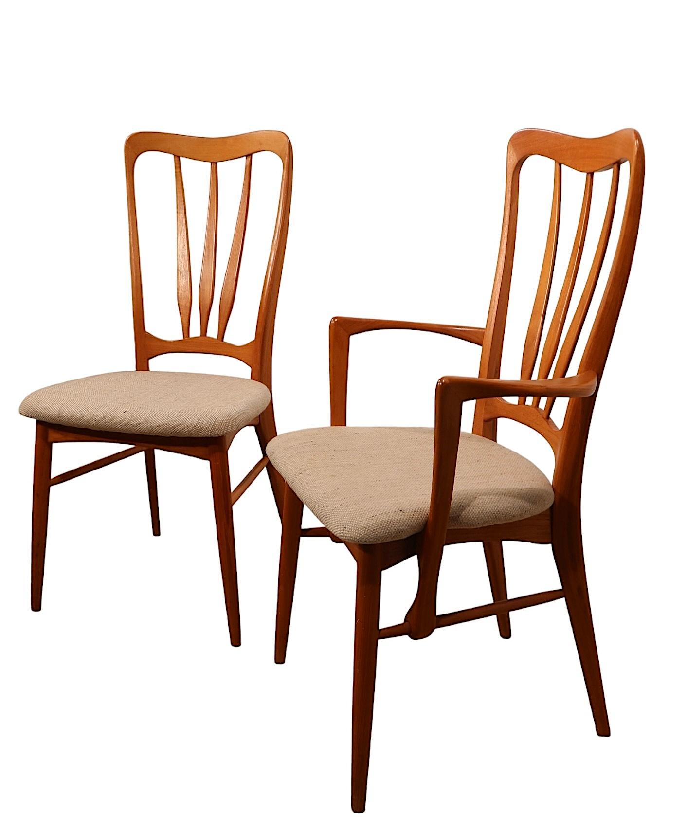 Set of Six Mid Century Danish Modern Koefoeds Hornslet Ingrid Dining Chairs In Good Condition For Sale In New York, NY