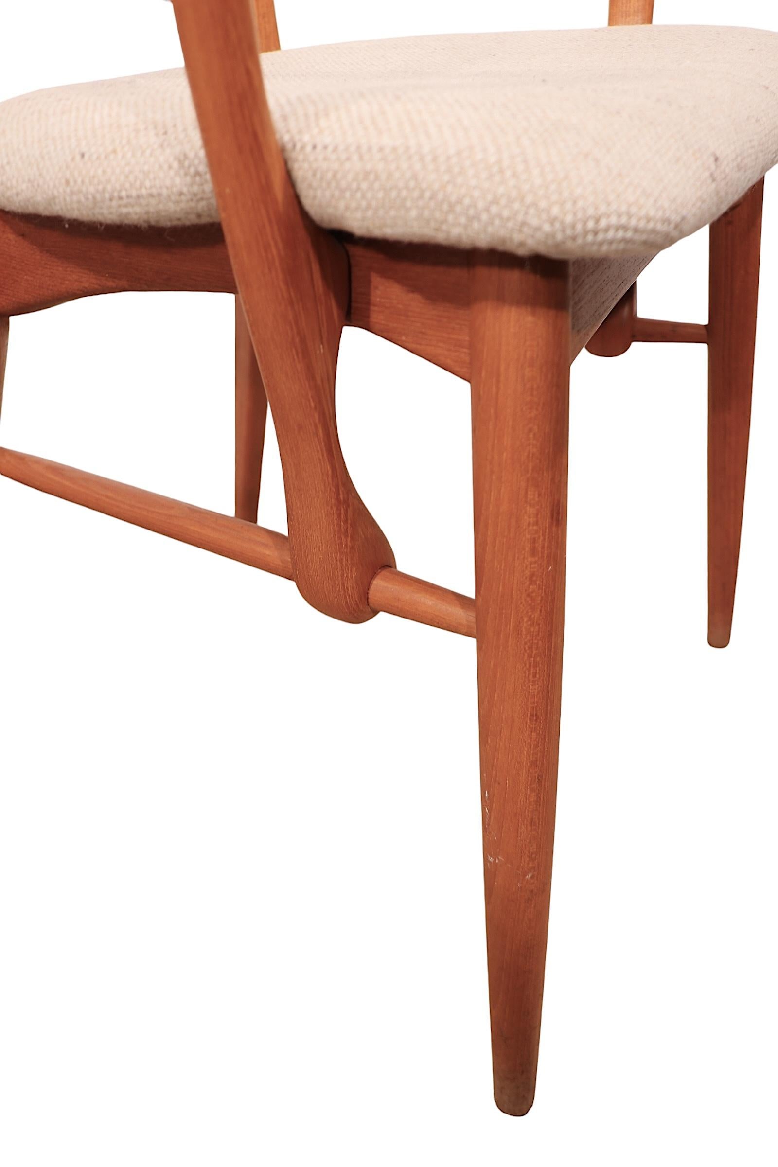 Fabric Set of Six Mid Century Danish Modern Koefoeds Hornslet Ingrid Dining Chairs For Sale