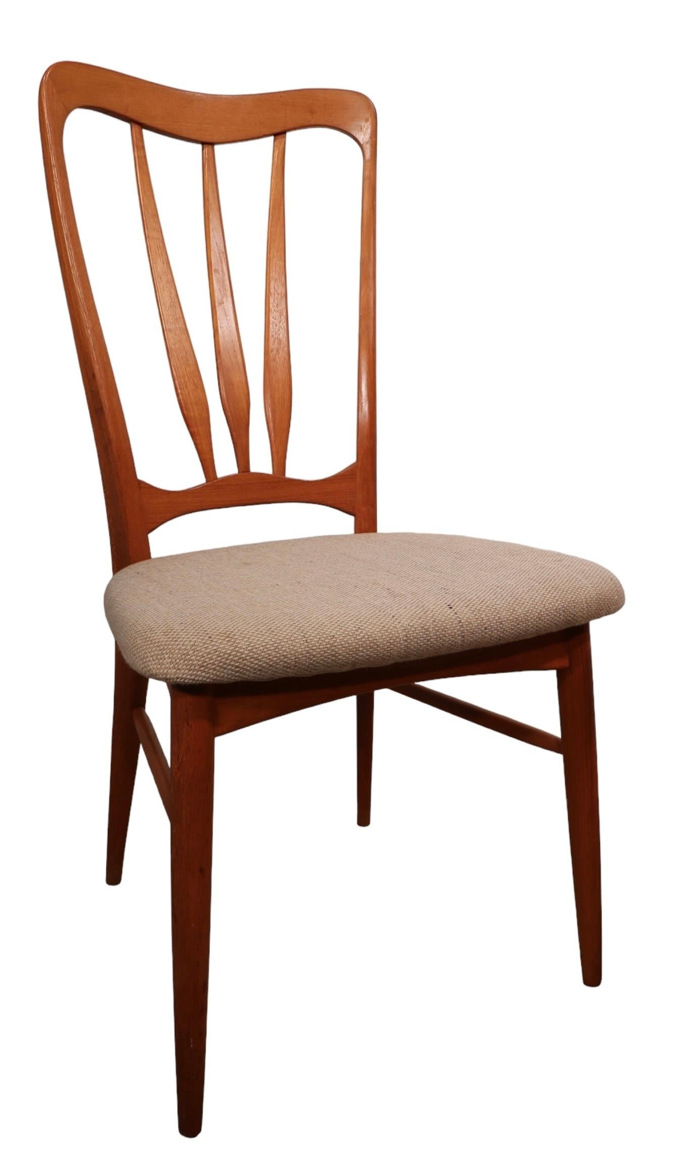 Set of Six Mid Century Danish Modern Koefoeds Hornslet Ingrid Dining Chairs For Sale 2