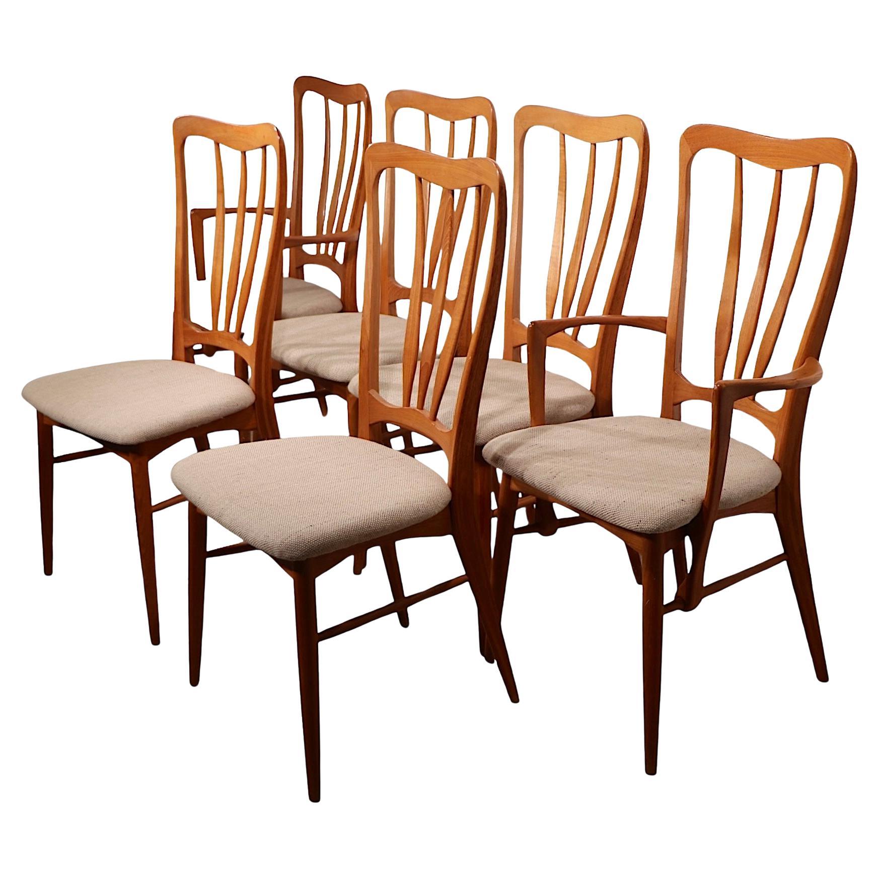 Set of Six Mid Century Danish Modern Koefoeds Hornslet Ingrid Dining Chairs For Sale