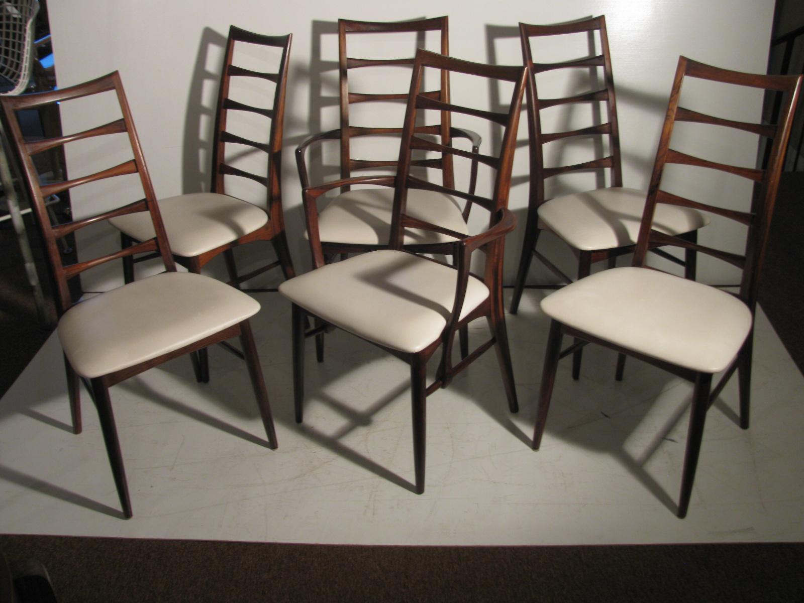 Scandinavian Modern Set of Six Midcentury Danish Modern Rosewood Dining Chairs by Niels Koefoed